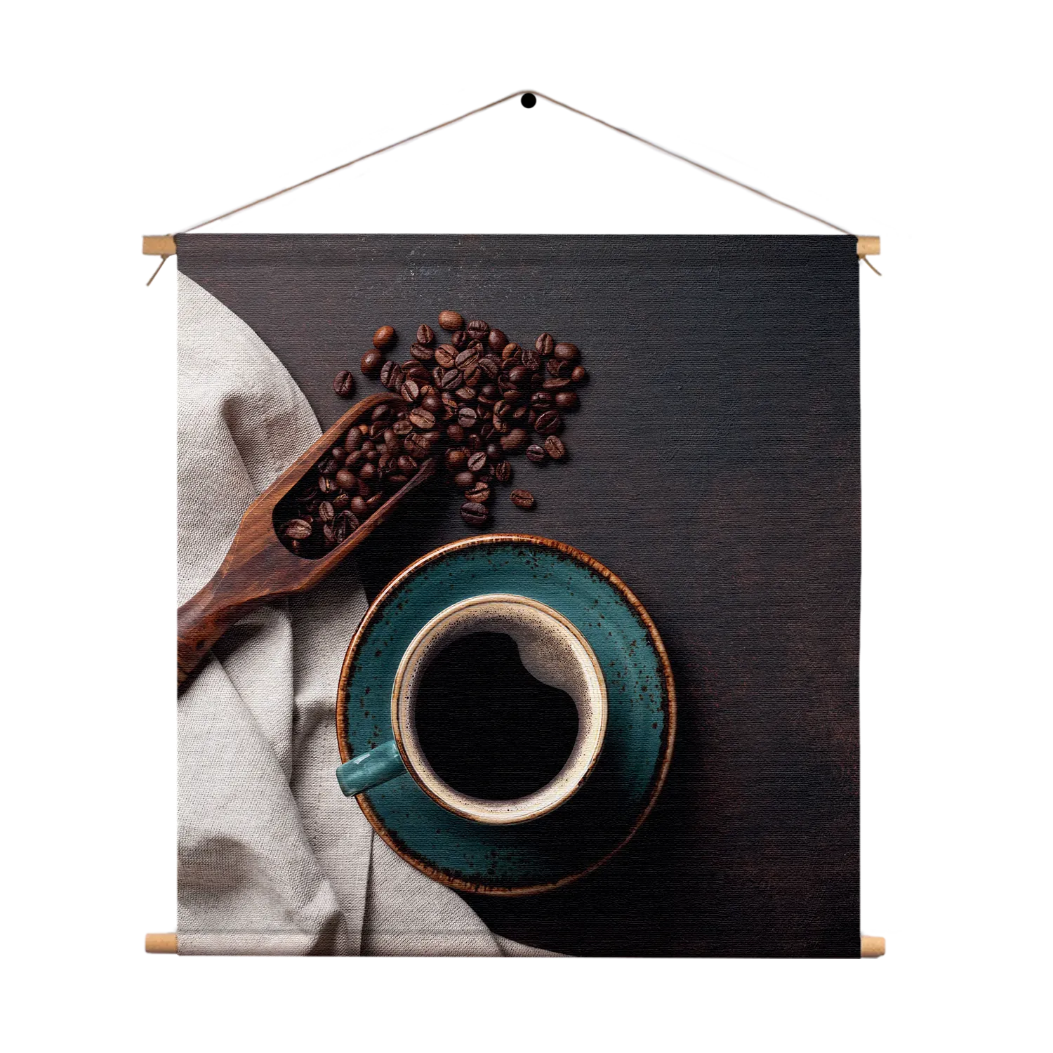 Textielposter Koffiebonen met Kop koffie Vierkant Template TP Vierkant Eten En Drinken 41 1