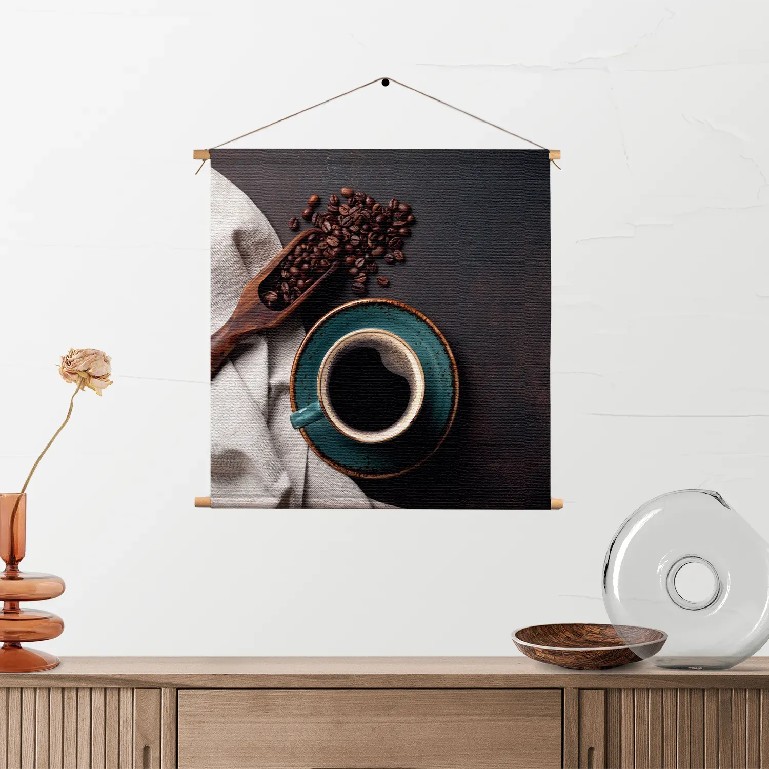 Textielposter Koffiebonen met Kop koffie Vierkant Template TP Vierkant Eten En Drinken 41 2