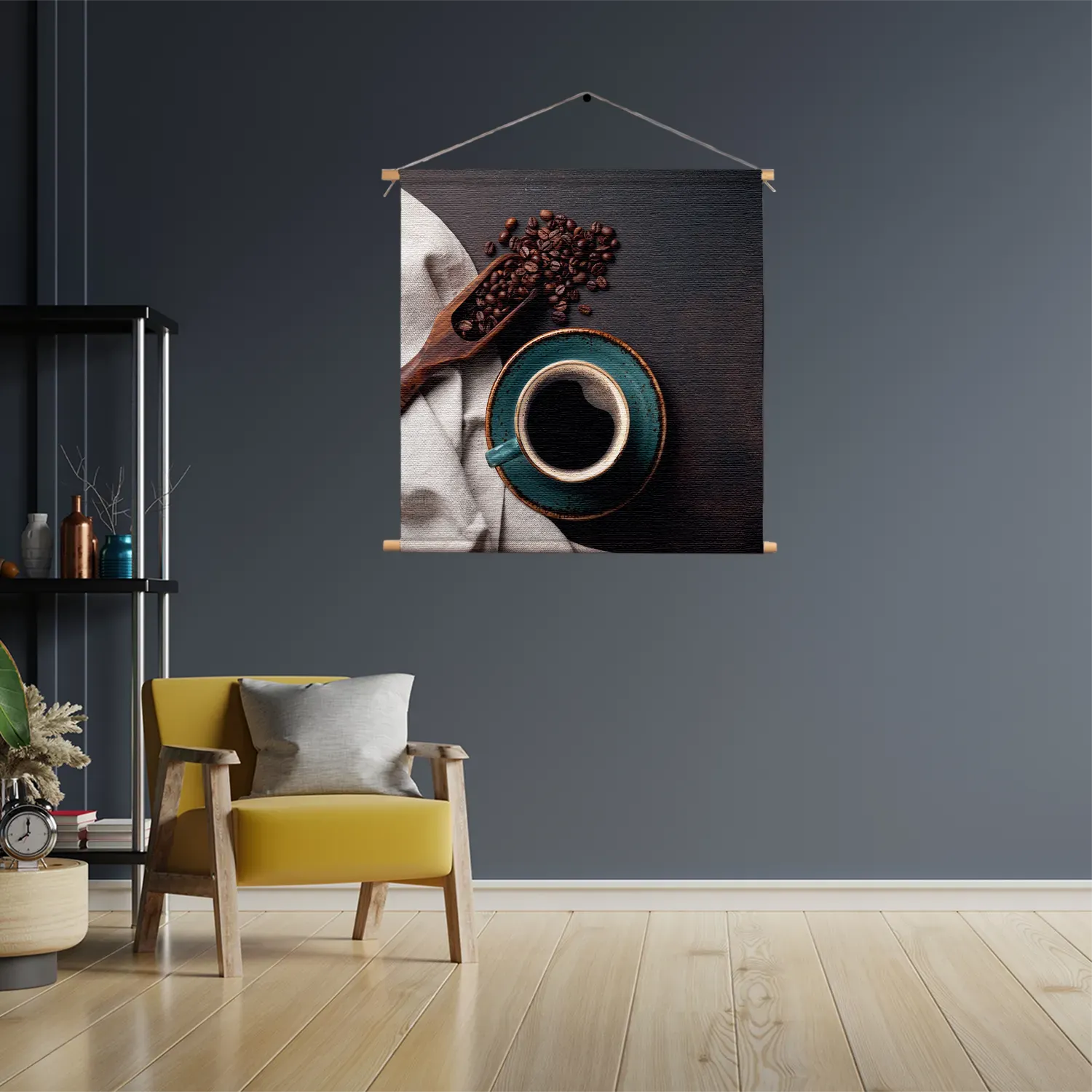 Textielposter Koffiebonen met Kop koffie Vierkant Template TP Vierkant Eten En Drinken 41 3