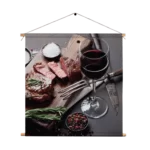 Textielposter Beef met Rode Wijn Vierkant Template TP Vierkant Eten En Drinken 47 1