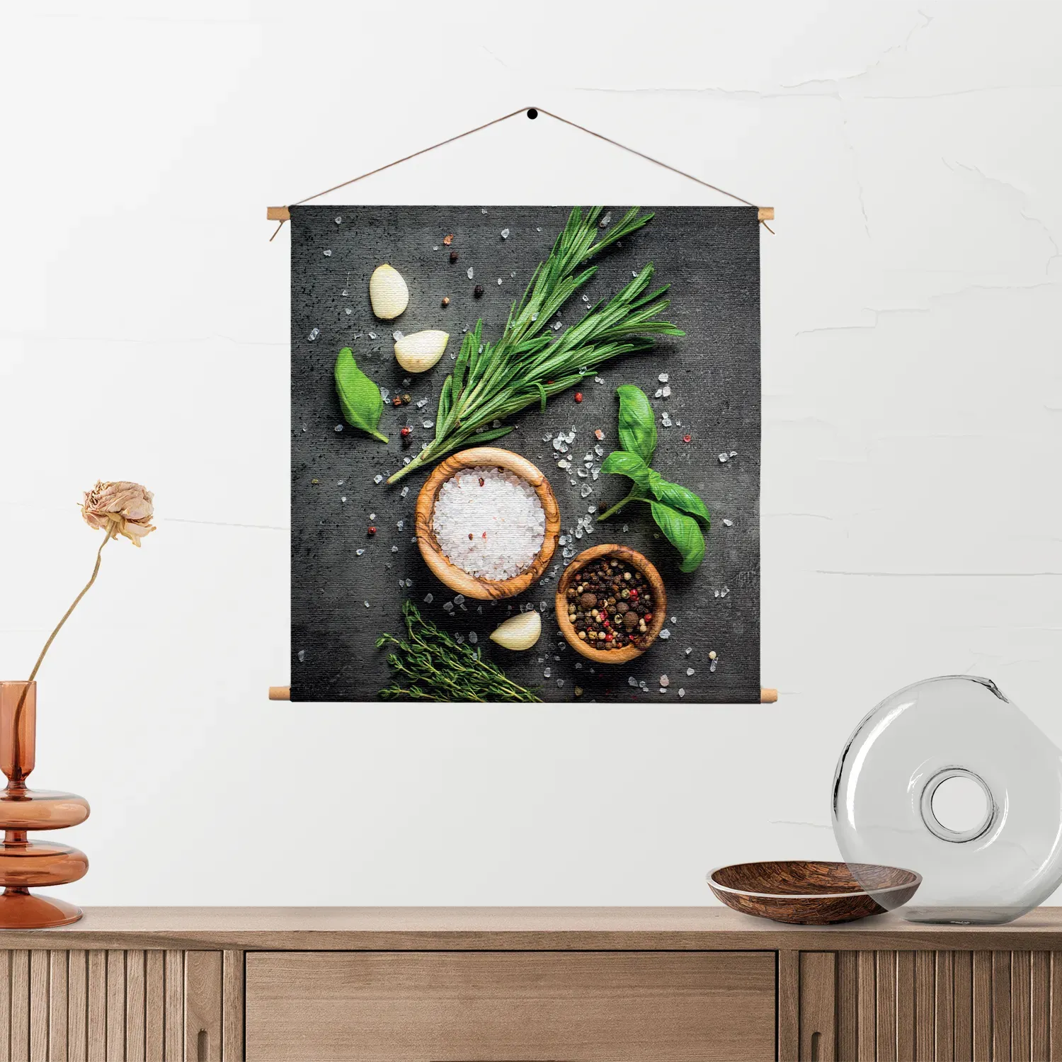 Textielposter Specerijen met Groen Vierkant Template TP Vierkant Eten En Drinken 63 2