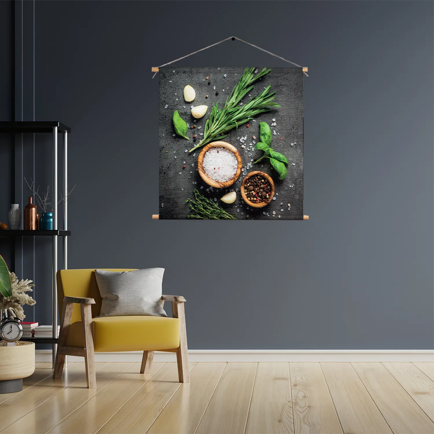 Textielposter Specerijen met Groen Vierkant Template TP Vierkant Eten En Drinken 63 3