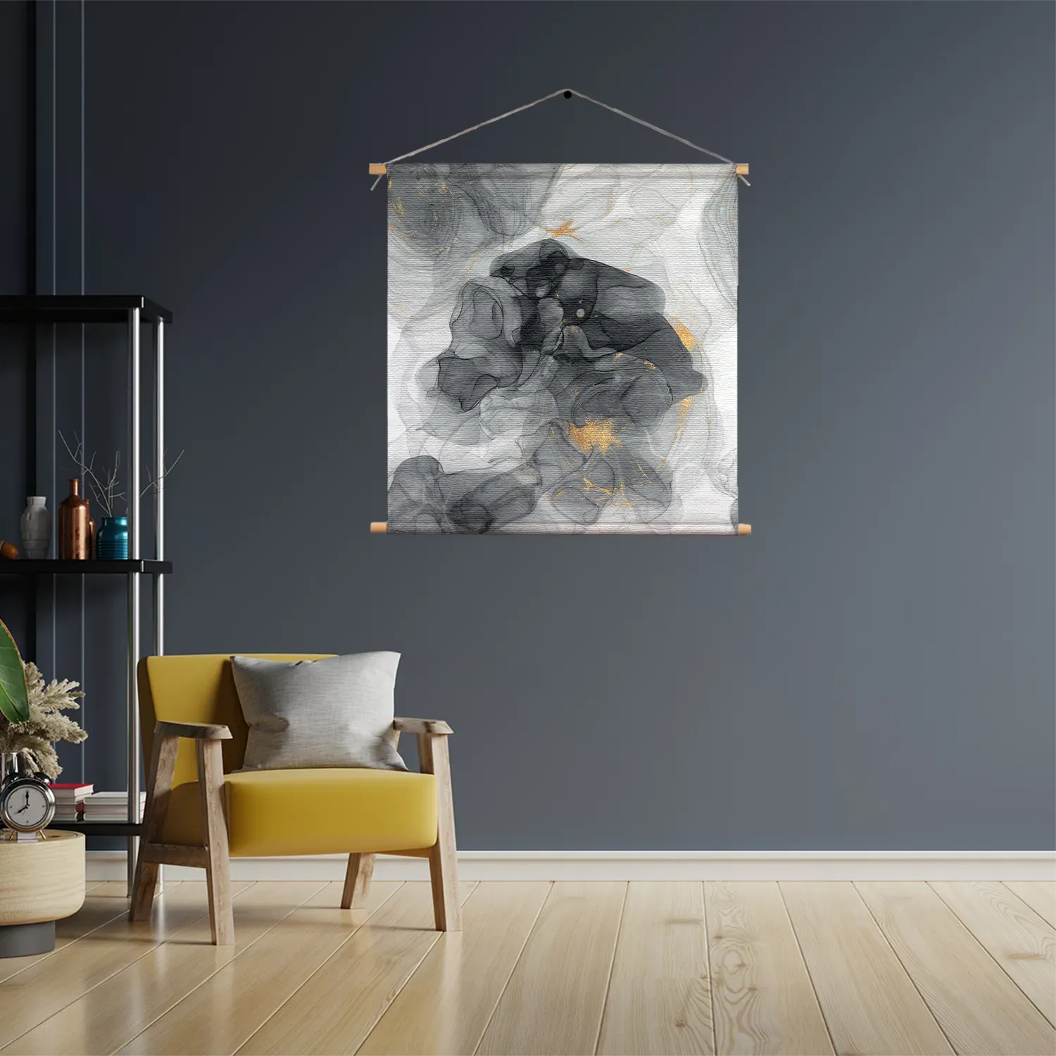 Textielposter Abstract Marmer Look Grijs met Goud 02 Vierkant Template TP Vierkant Marmer 10 3