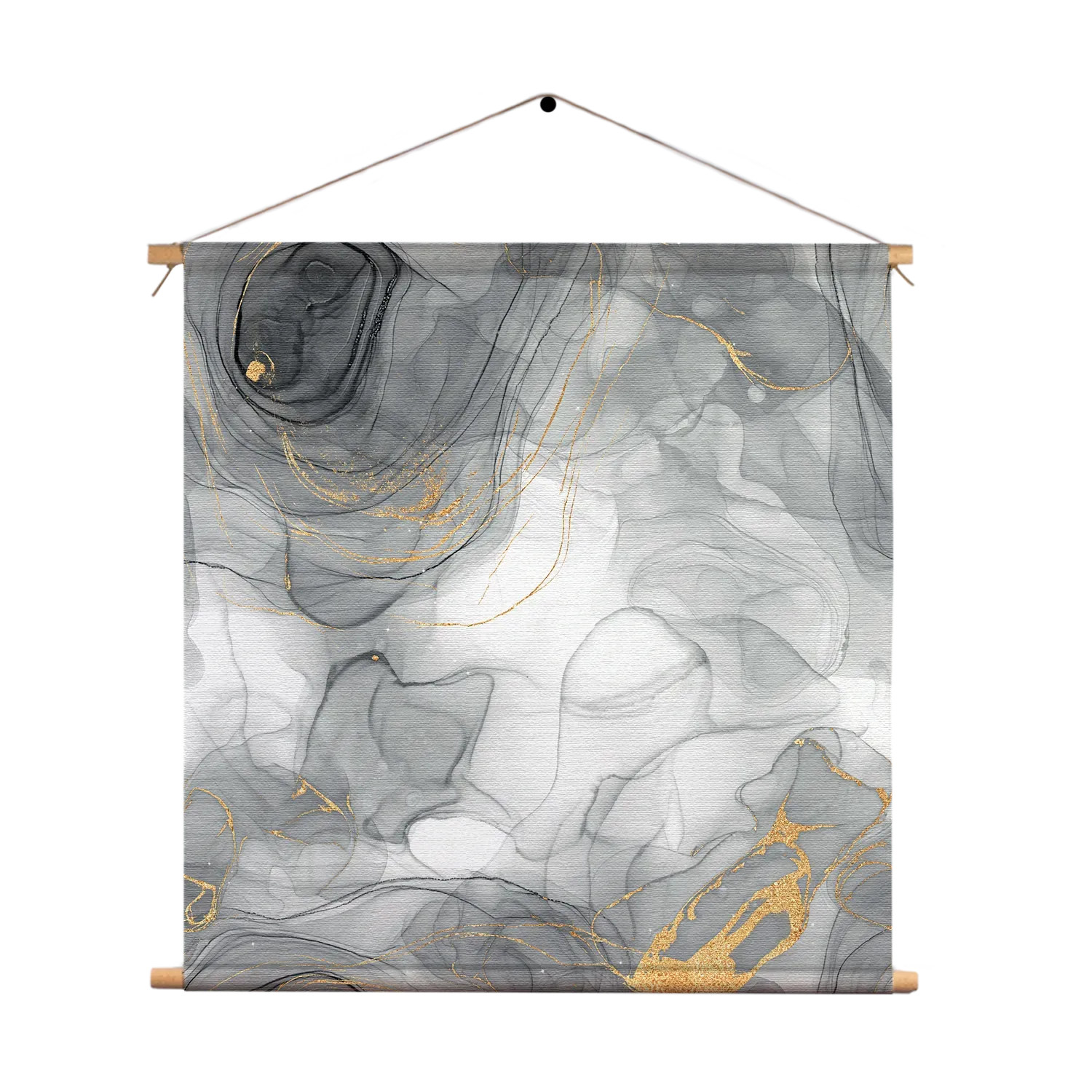 Textielposter Abstract Marmer Look Grijs met Goud 01 Vierkant Template TP Vierkant Marmer 7 1