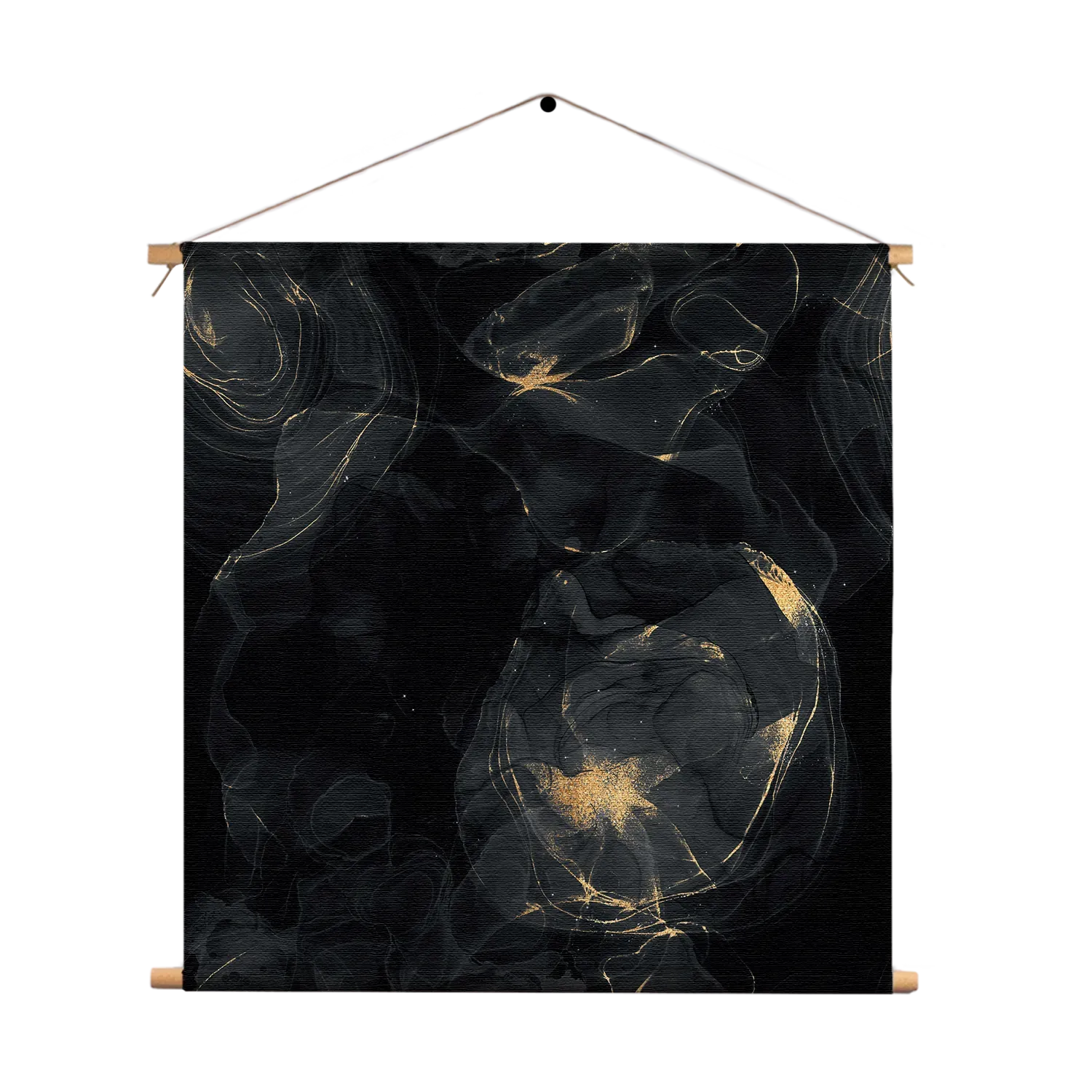 Textielposter Abstract Marmer Look Zwart met Goud 02 Vierkant Template TP Vierkant Marmer 9 1