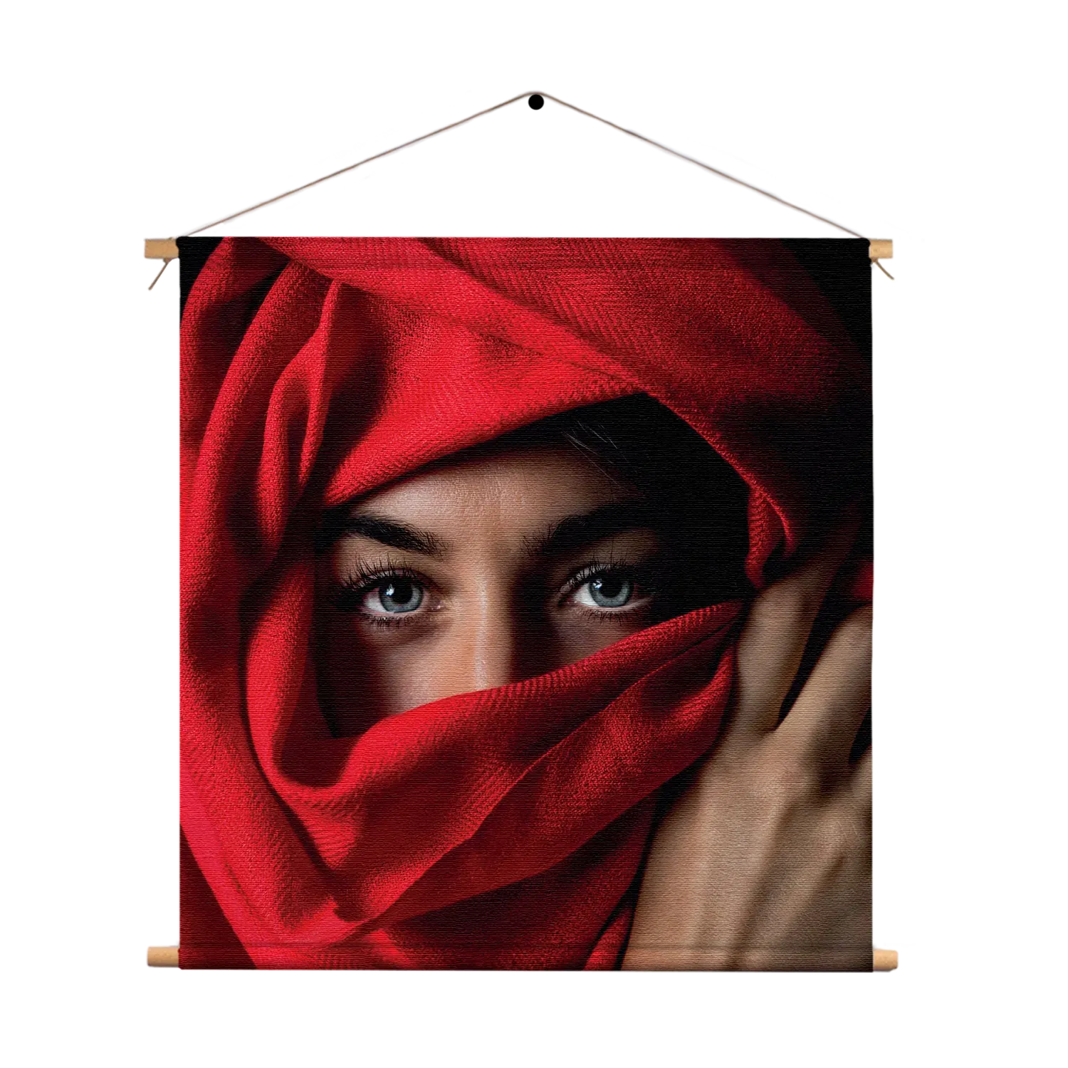 Template_TP_Vierkant_Mensen_1-1 Textielposter Jonge Arabische Vrouw Met Rode Hoofddoek Vierkant Template TP Vierkant Mensen 1 1