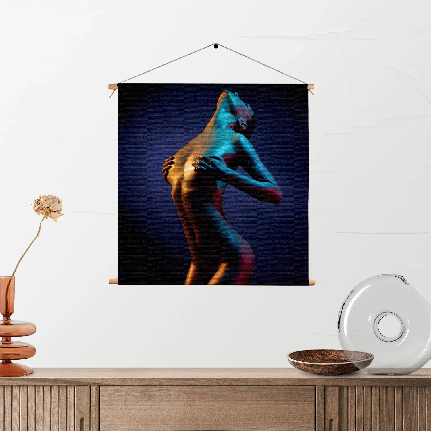 Textielposter Artistieke Mooie Vrouw Goud 01 Vierkant Template TP Vierkant Mensen 31 2