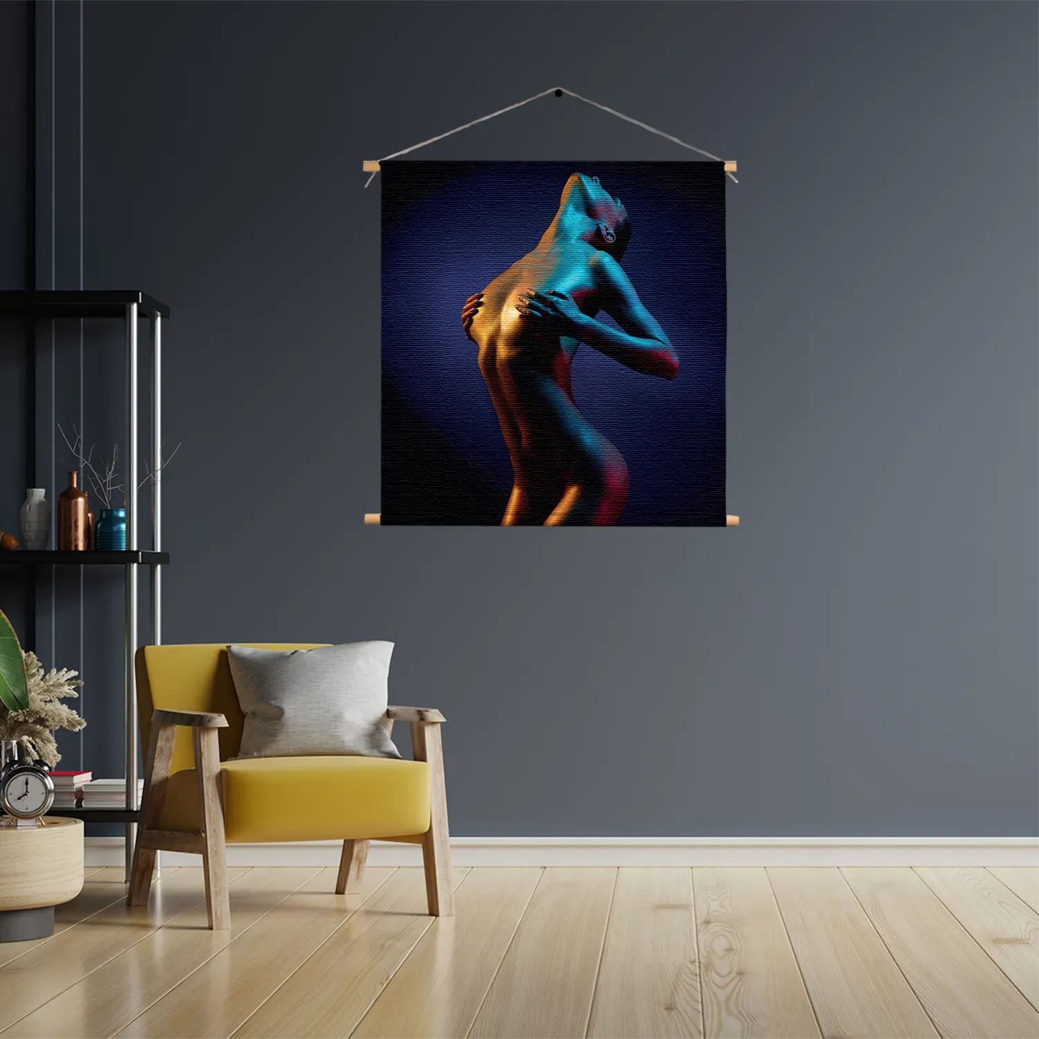 Textielposter Artistieke Mooie Vrouw Goud 01 Vierkant Template TP Vierkant Mensen 31 3
