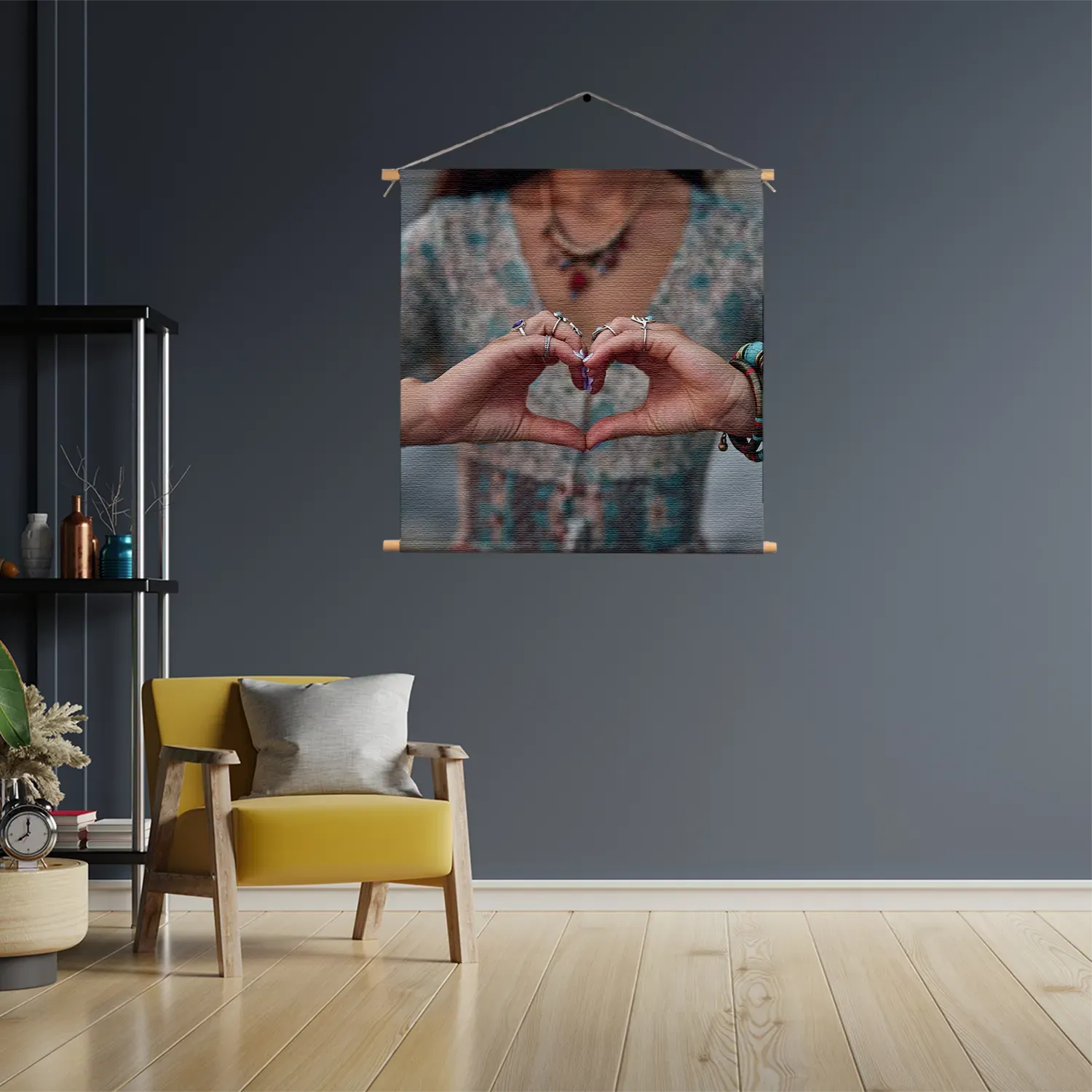 Textielposter Liefde In Een Handgebaar Vierkant Template TP Vierkant Mensen 42 3