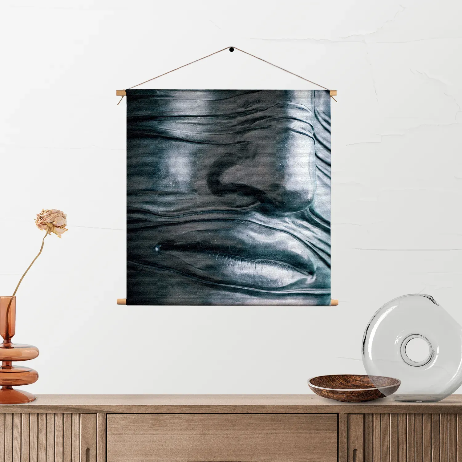 Textielposter Het Zilvere Hoofd Vierkant Template TP Vierkant Mensen 8 2