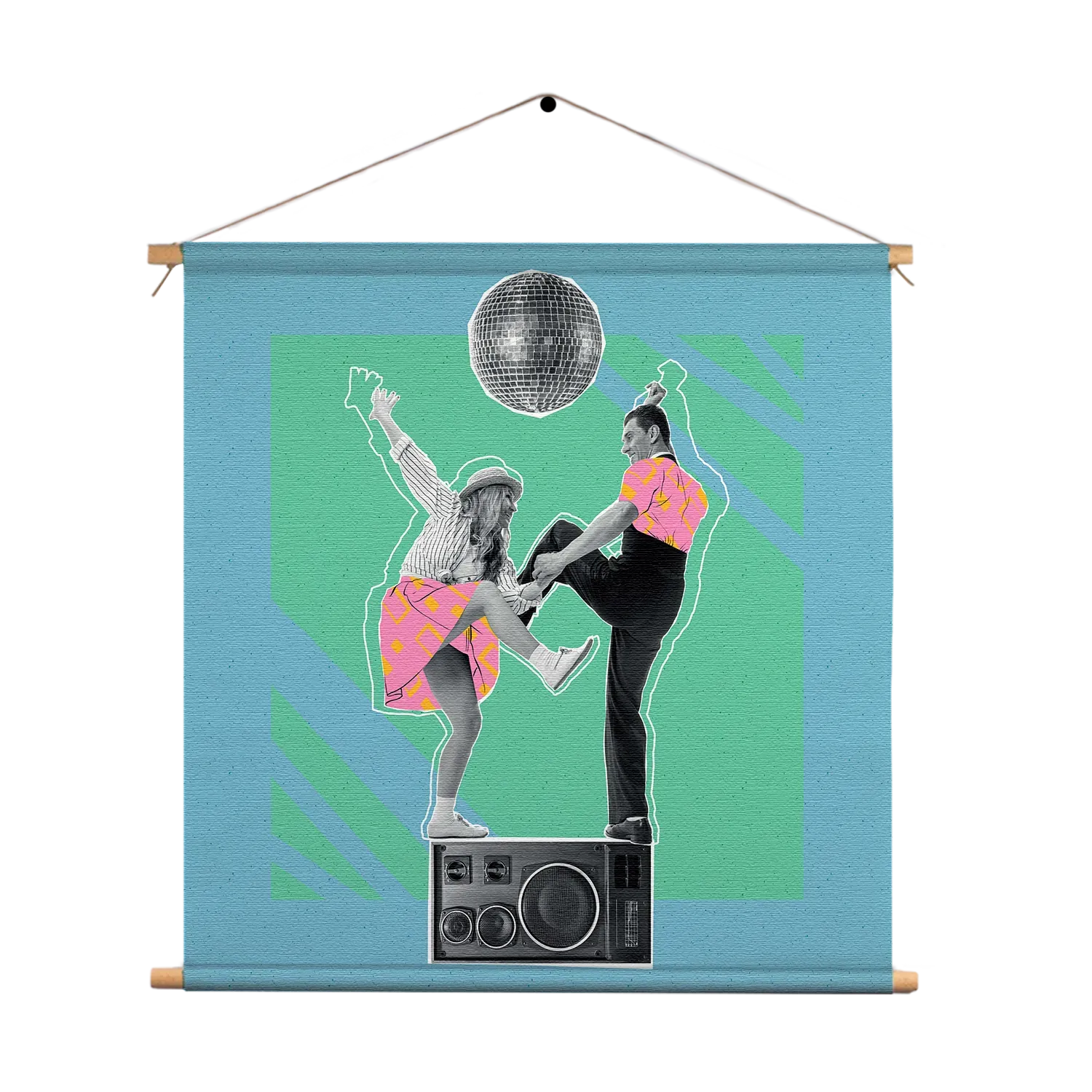 Textielposter The Dancing Disco Vierkant Template TP Vierkant Muziek 1 1