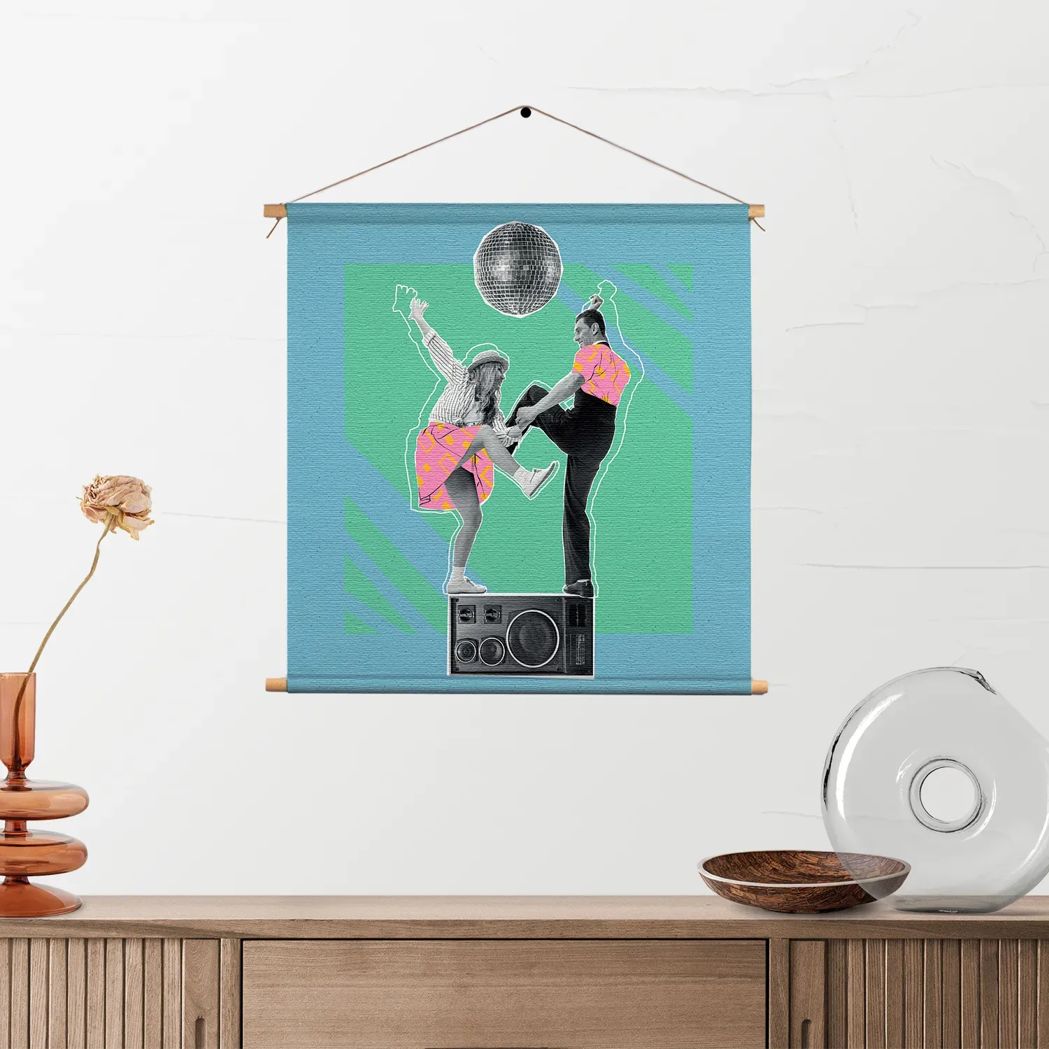 Textielposter The Dancing Disco Vierkant Template TP Vierkant Muziek 1 2