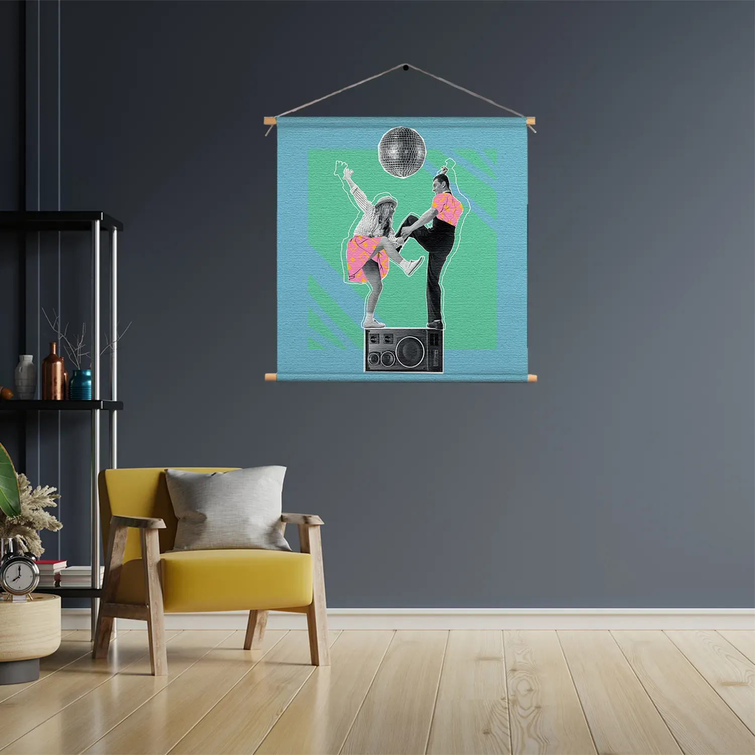 Textielposter The Dancing Disco Vierkant Template TP Vierkant Muziek 1 3