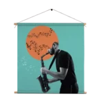 Textielposter Saxofonist Vierkant Template TP Vierkant Muziek 10 1