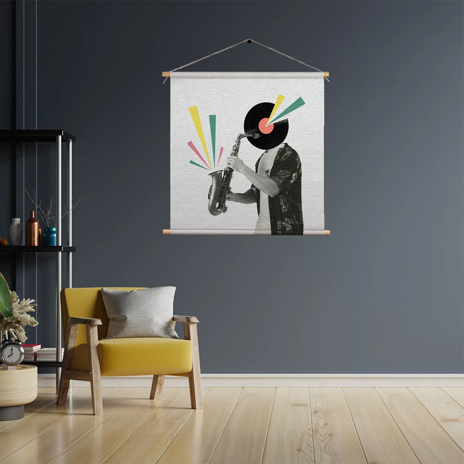 Textielposter De saxofoon Vierkant Template TP Vierkant Muziek 11 3