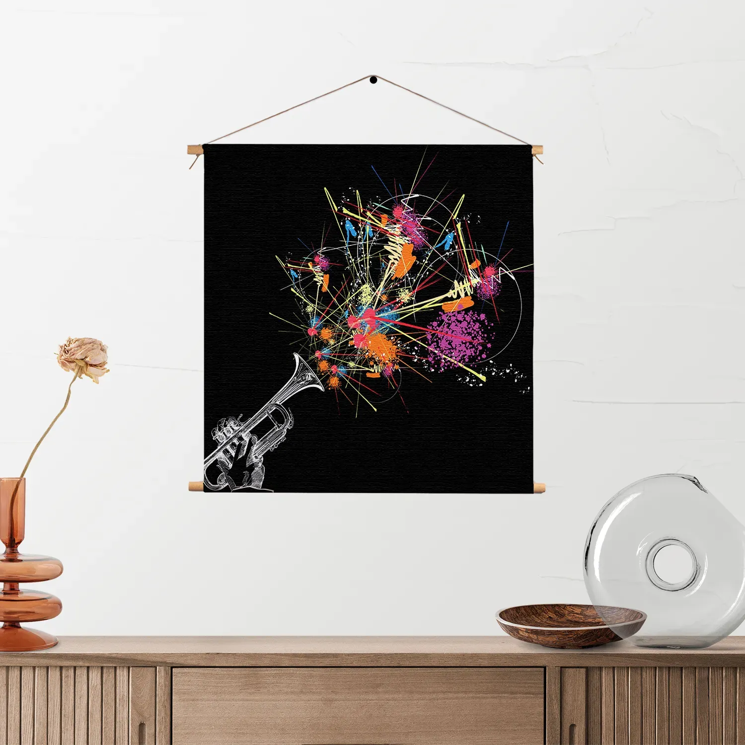 Textielposter Trompetter Vierkant Template TP Vierkant Muziek 12 2