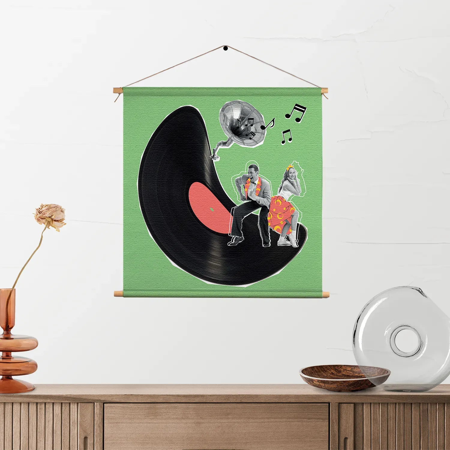 Textielposter Platendraaier Vierkant Template TP Vierkant Muziek 2 2