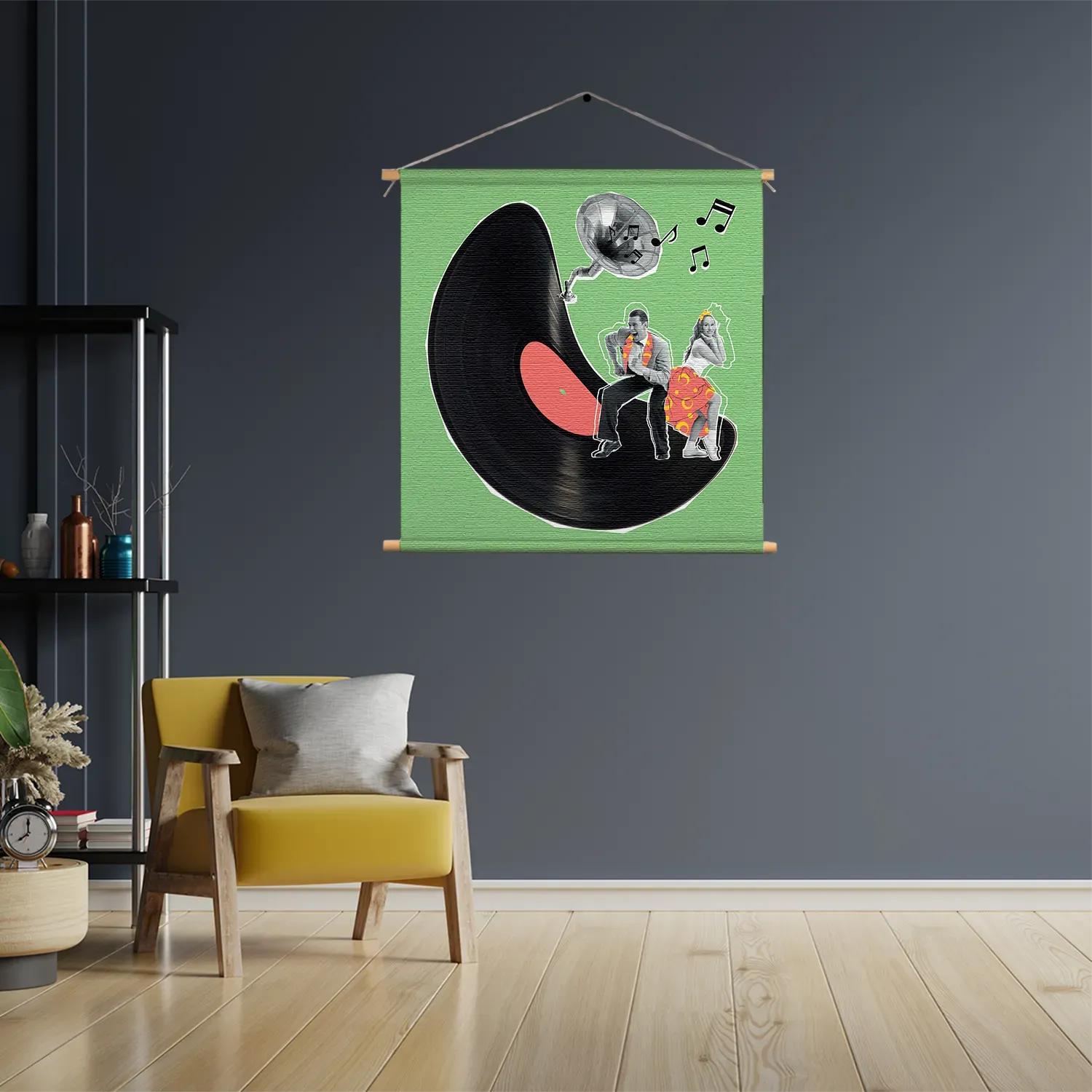 Textielposter Platendraaier Vierkant Template TP Vierkant Muziek 2 3