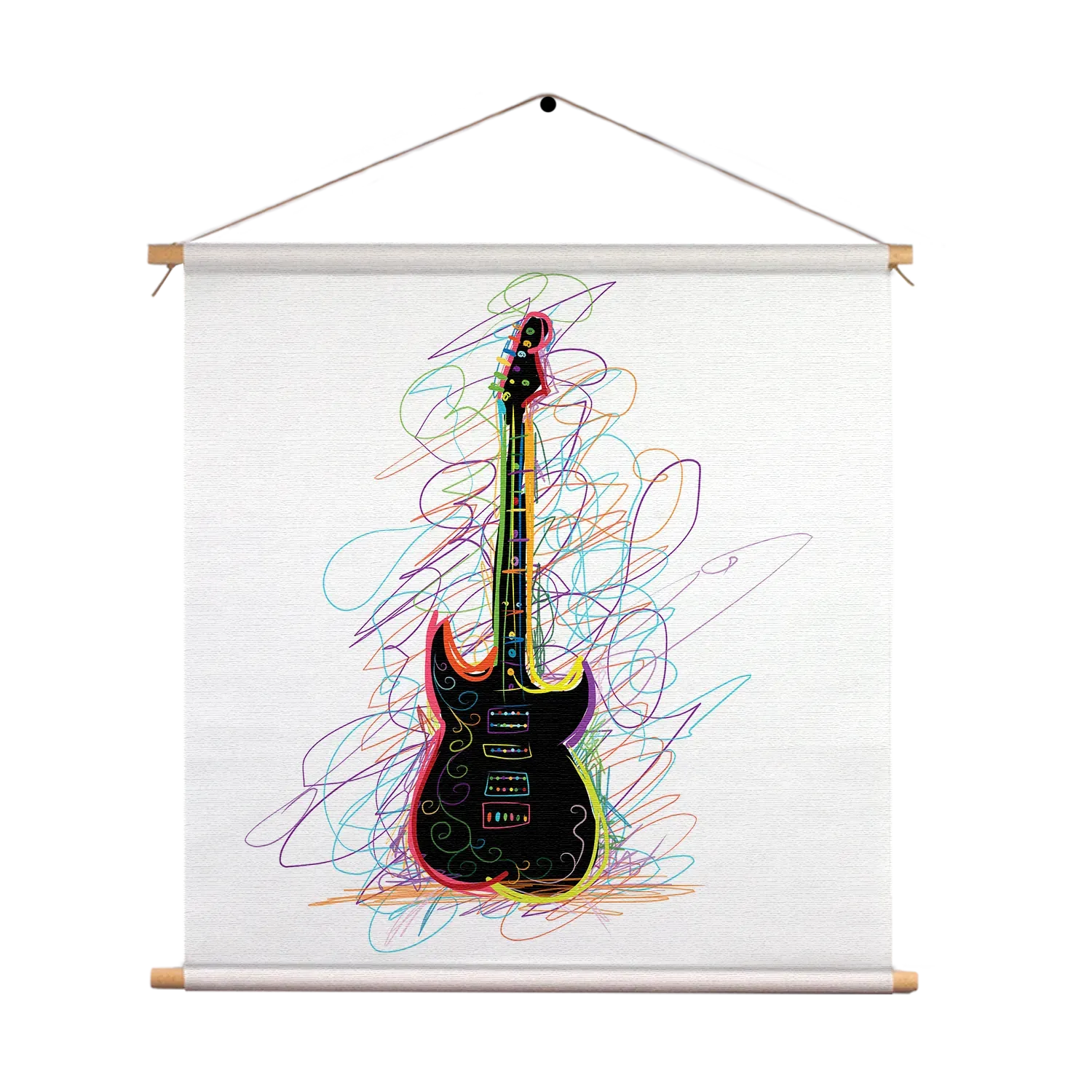 Textielposter Rock Gitaar Op Witte Achtergrond Vierkant Template TP Vierkant Muziek 22 1