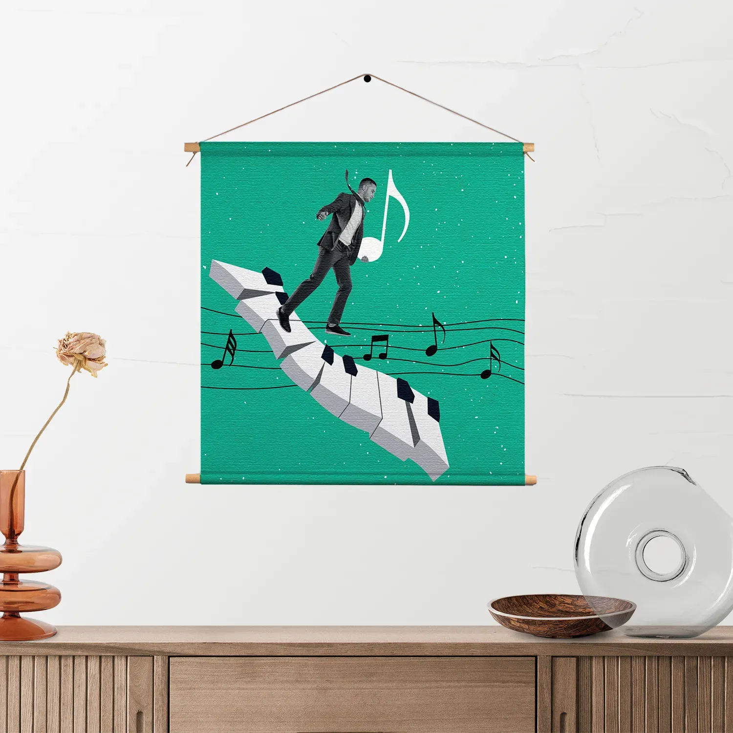 Textielposter Piano Muziek Vierkant Template TP Vierkant Muziek 5 2