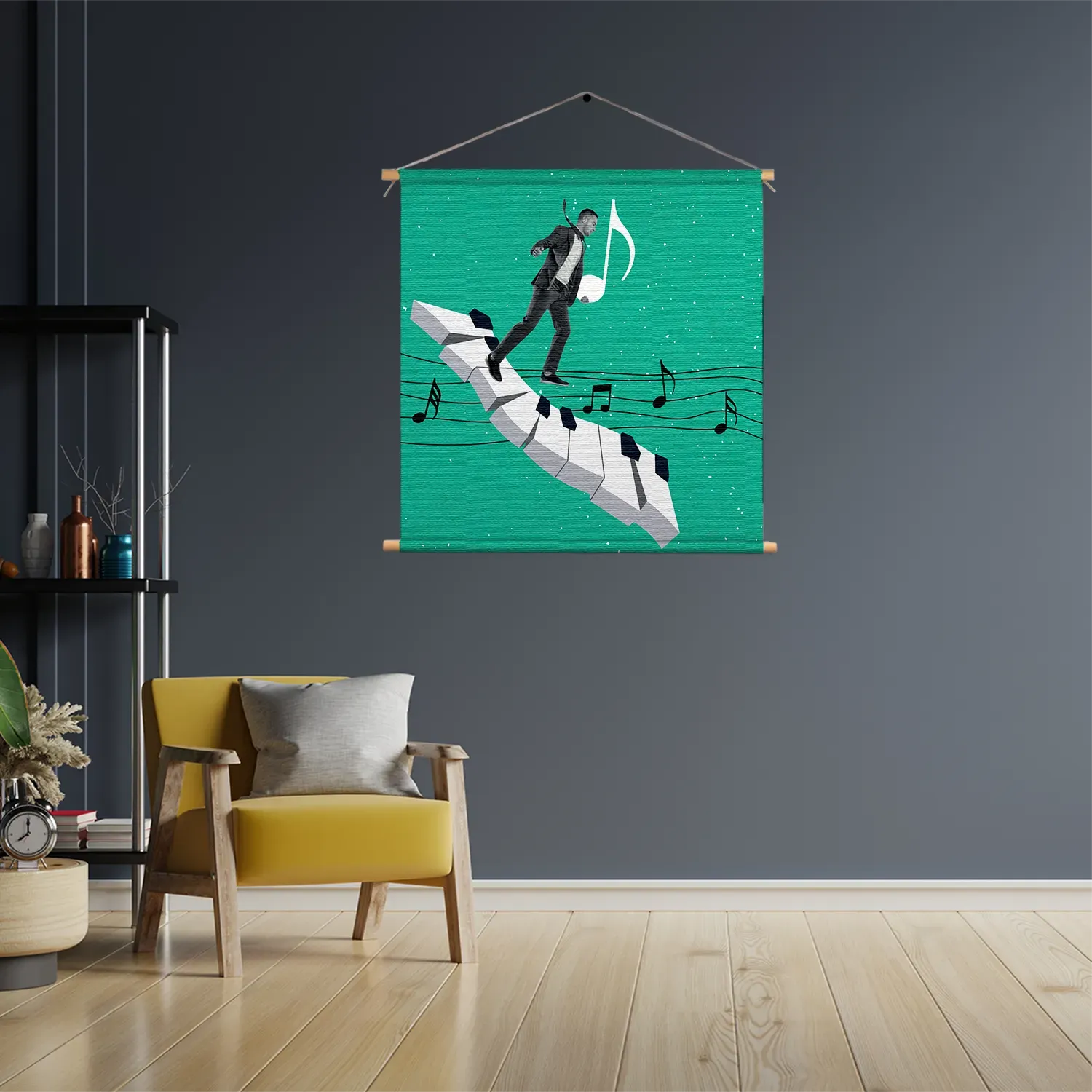 Textielposter Piano Muziek Vierkant Template TP Vierkant Muziek 5 3