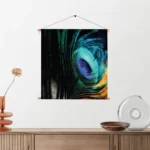 Textielposter Een veer van de Pauw Vierkant Template TP Vierkant Natuur 11 2