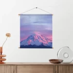 Textielposter Natuurlijke zons ondergang op witte berg Vierkant Template TP Vierkant Natuur 41 2