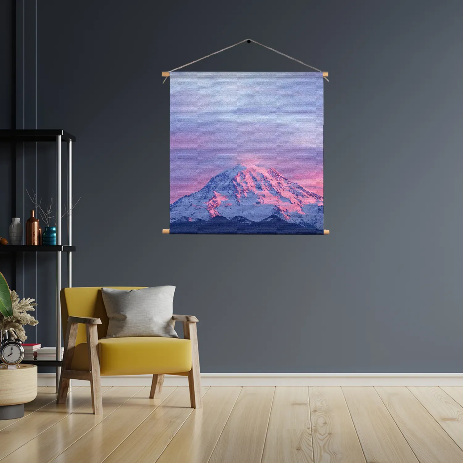 Textielposter Natuurlijke zons ondergang op witte berg Vierkant Template TP Vierkant Natuur 41 3