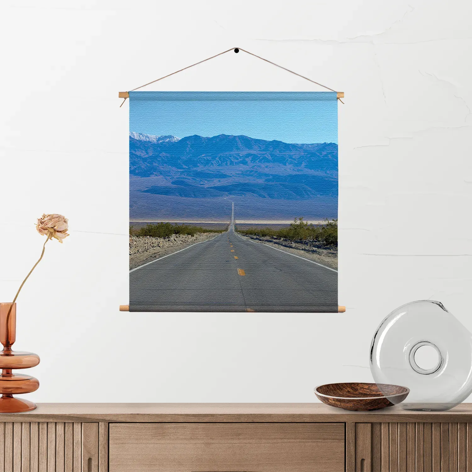 Textielposter The road in Deathvalley Vierkant Template TP Vierkant Natuur 5 2