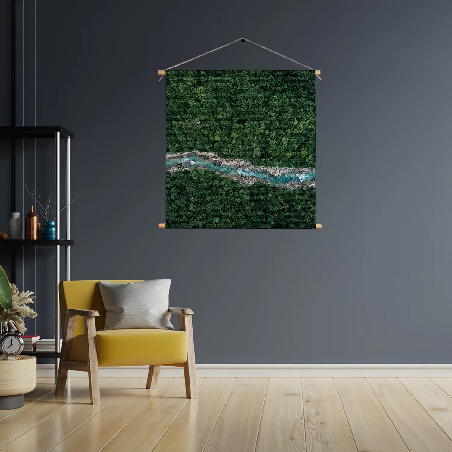 Textielposter Ruige rivier door bos Vierkant Template TP Vierkant Natuur 65 3