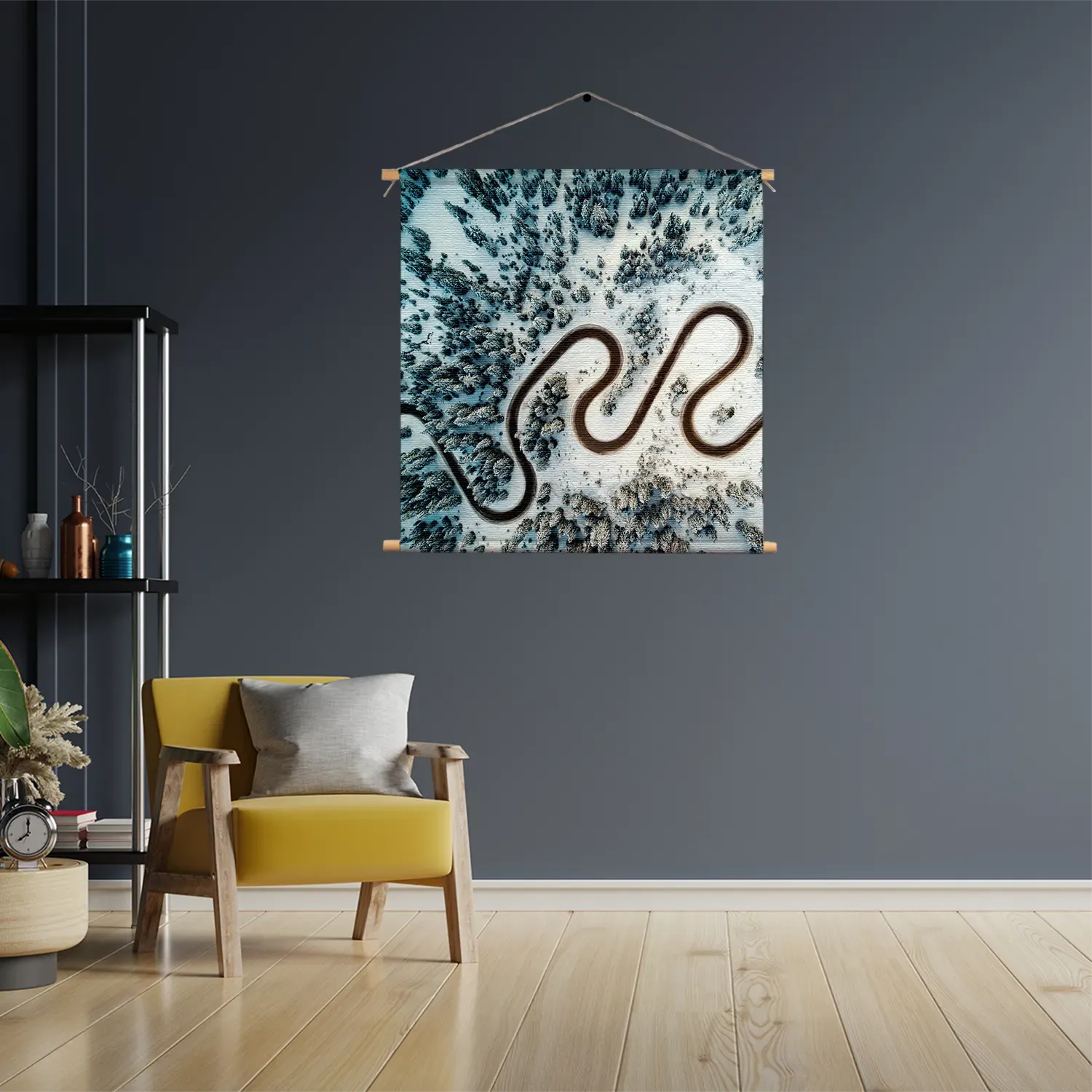 Textielposter Weg door een witte wereld Vierkant Template TP Vierkant Natuur 70 3