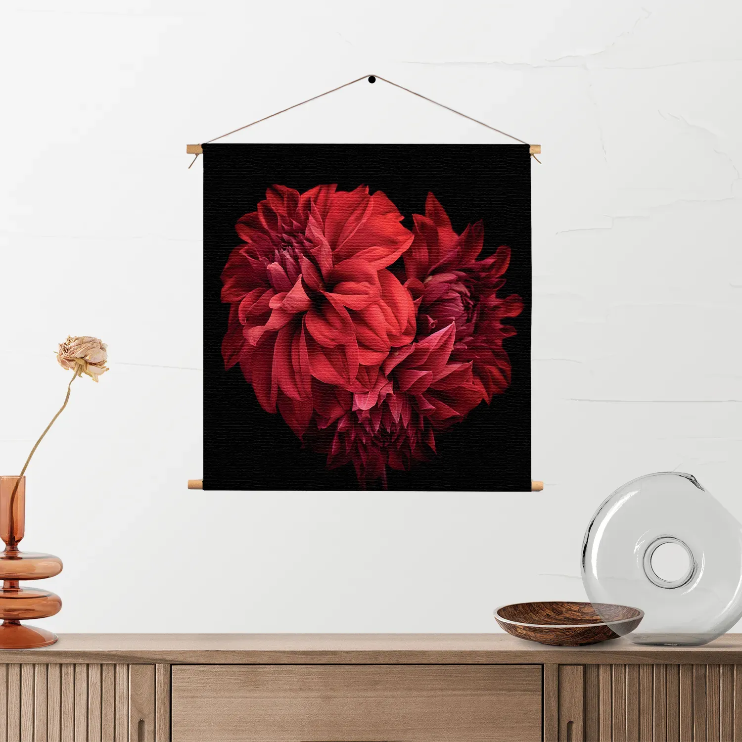 Textielposter Rood Paarse Dahlia Vierkant Template TP Vierkant Natuur 75 2