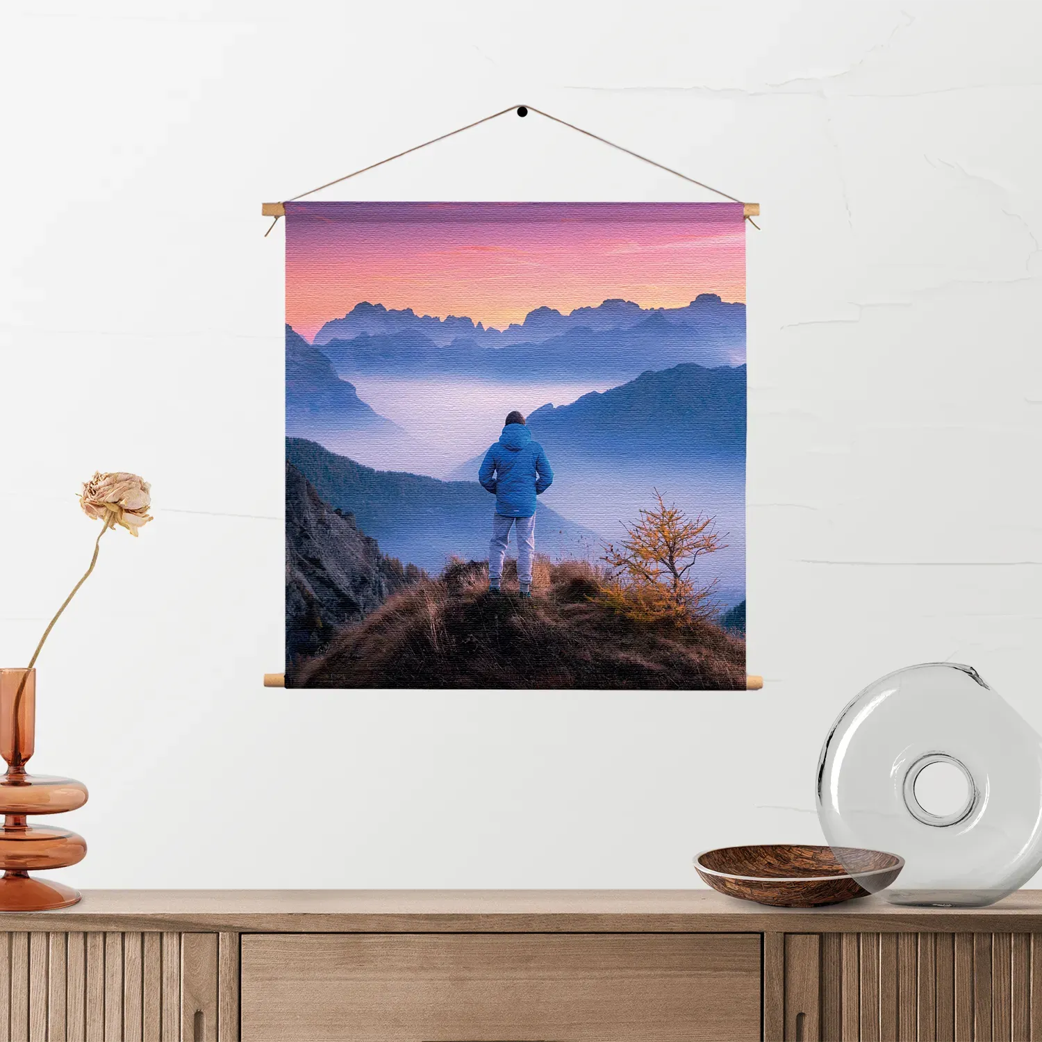 Textielposter On top of the world Vierkant Template TP Vierkant Natuur 76 2
