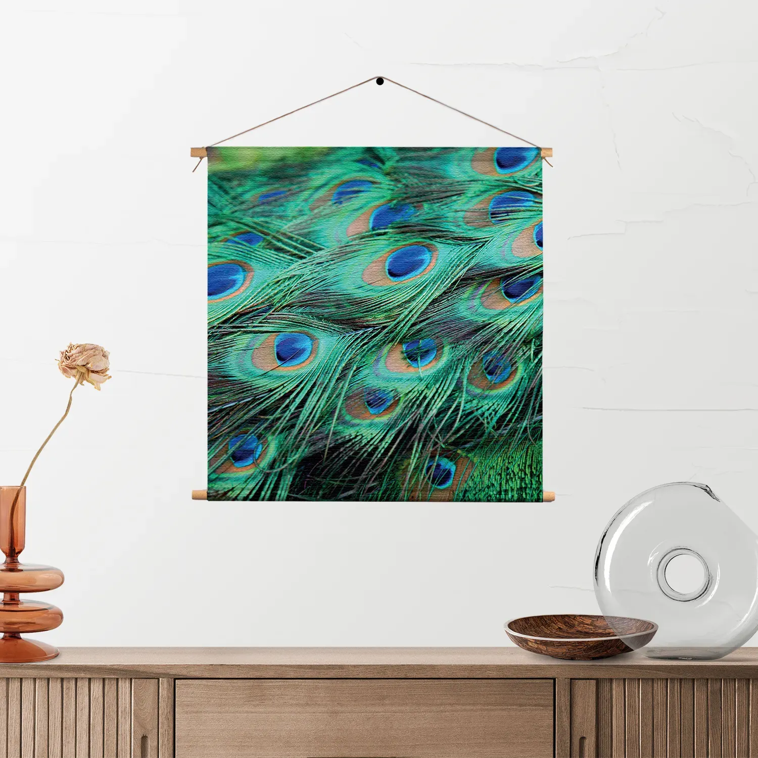 Textielposter Veren van de Pauw Vierkant Template TP Vierkant Natuur 89 2