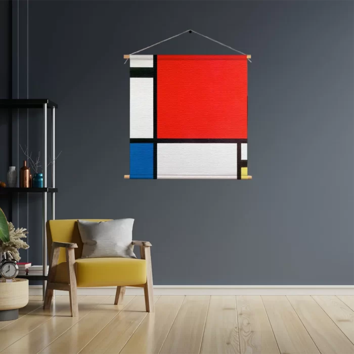 Textielposter Mondriaan de rode Vierkant Template TP Vierkant Om 1 3