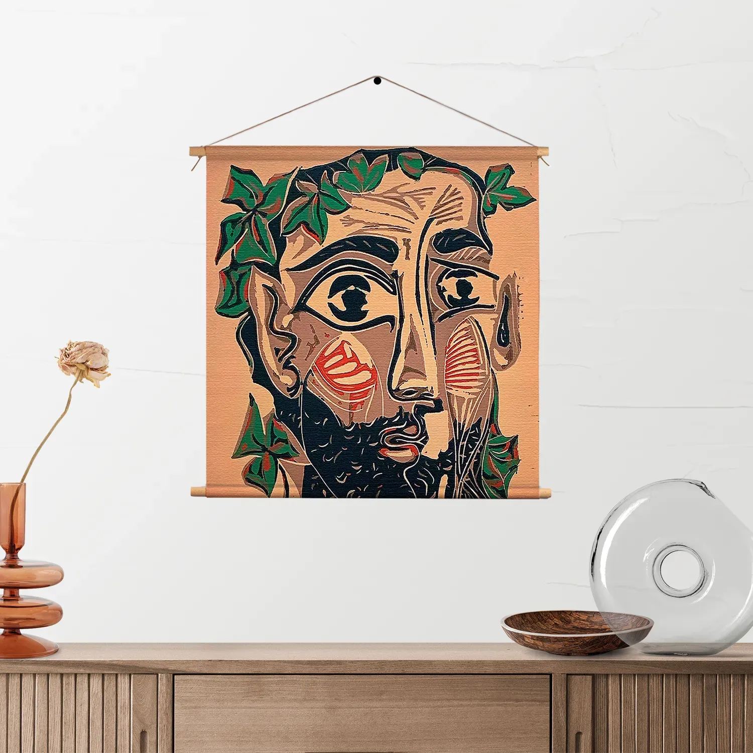 Textielposter Picasso bebaarde man 1962 Vierkant Template TP Vierkant Om 12 2