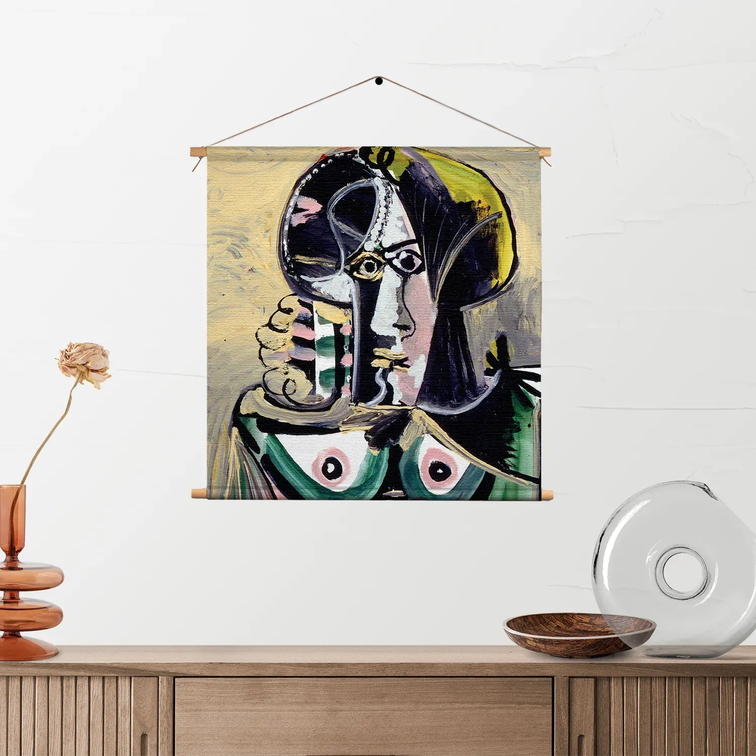 Textielposter Picasso Portret van een vrouw 1971 Vierkant Template TP Vierkant Om 15 2