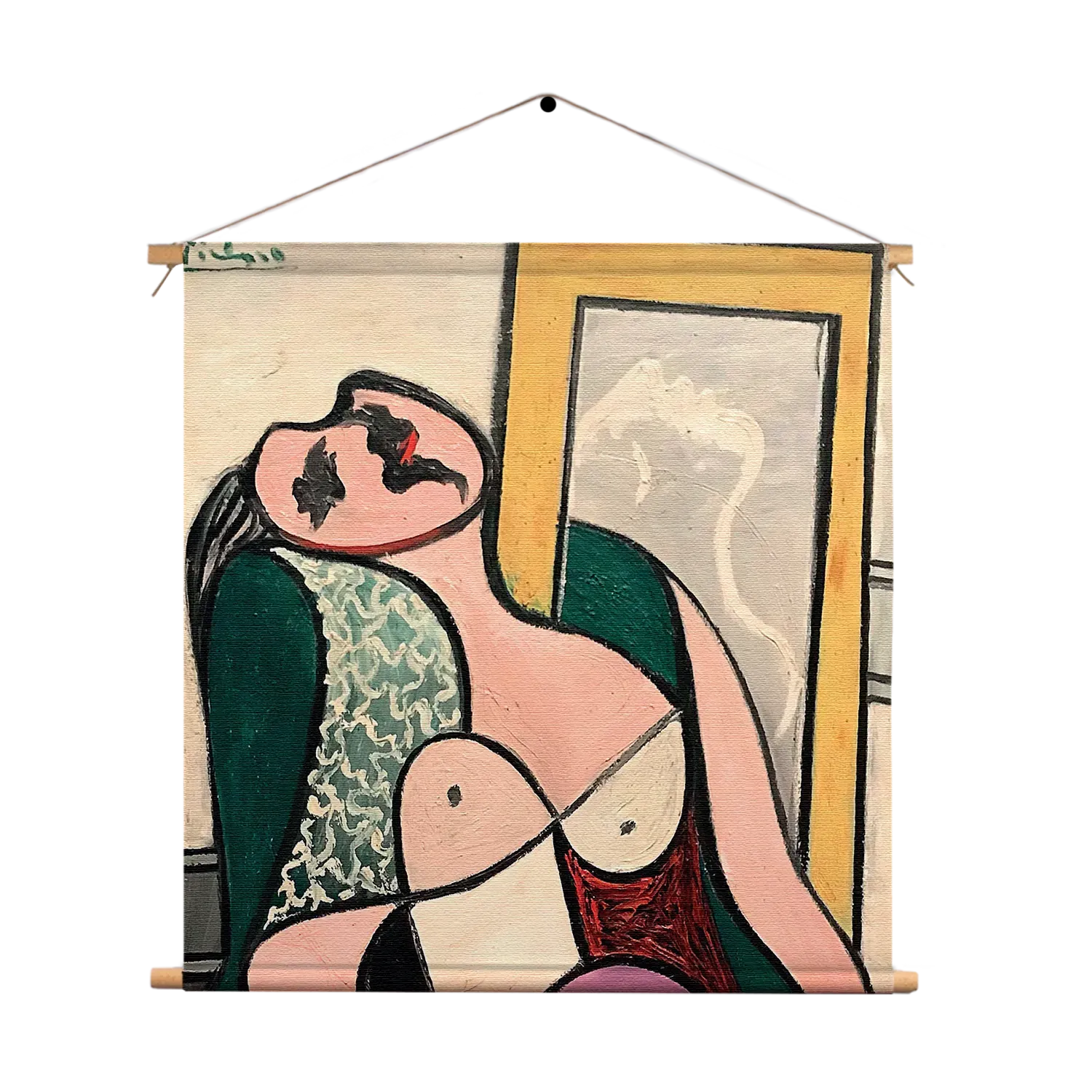 Textielposter Picasso Meisje kijkend naar een spiegel 1932 Vierkant Template TP Vierkant Om 20 1