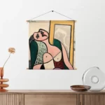 Textielposter Picasso Meisje kijkend naar een spiegel 1932 Vierkant Template TP Vierkant Om 20 2