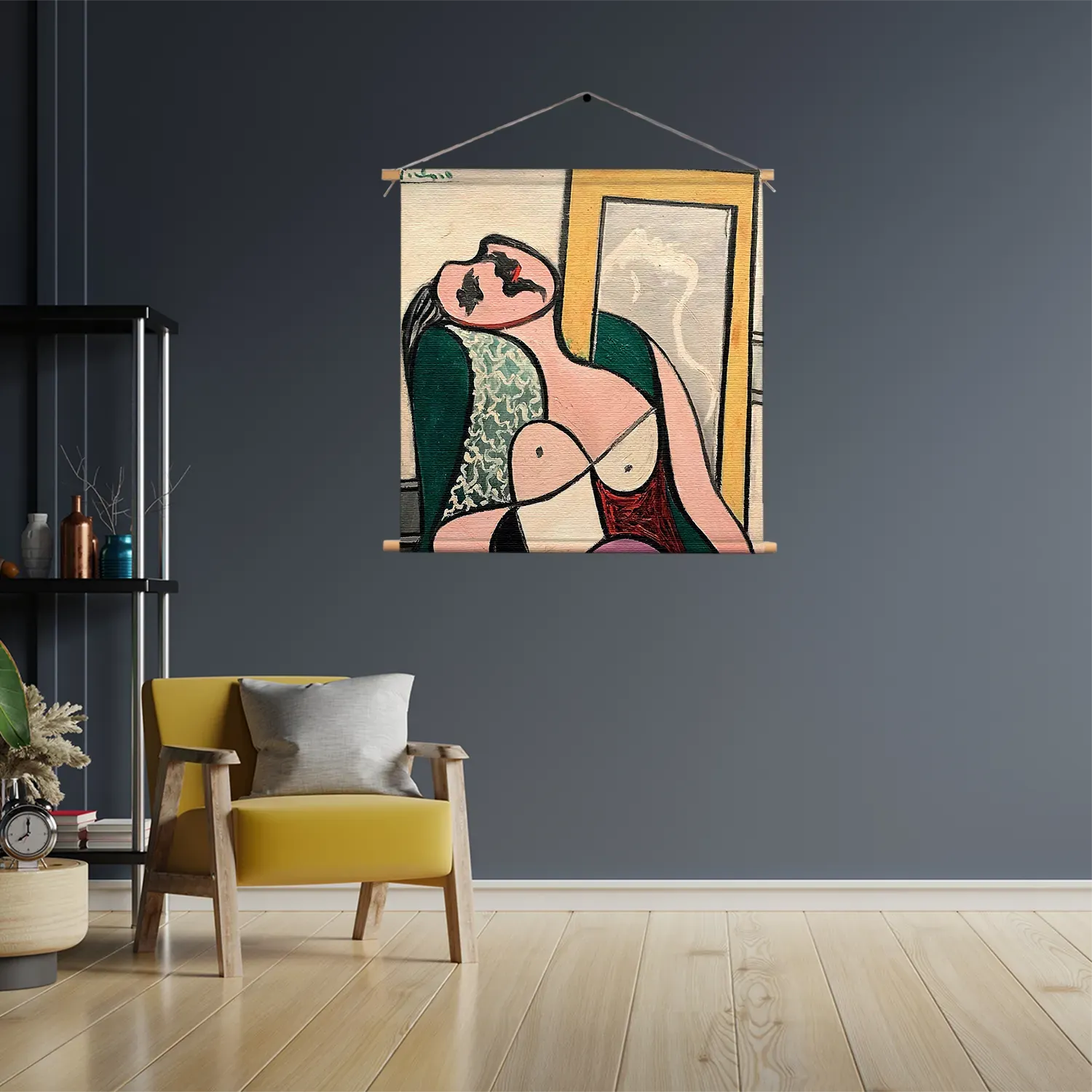 Textielposter Picasso Meisje kijkend naar een spiegel 1932 Vierkant Template TP Vierkant Om 20 3