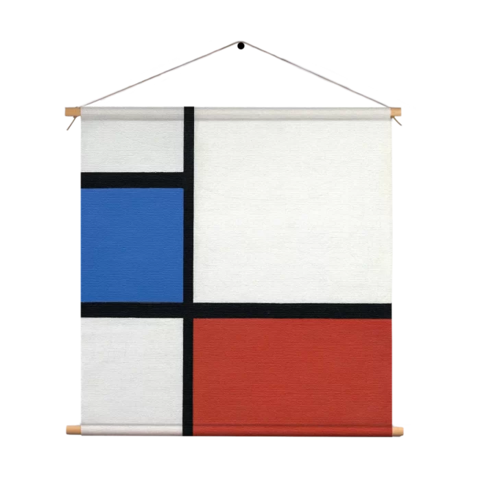 Textielposter Mondriaan de Blauwe vlakte Vierkant Template TP Vierkant Om 3 1