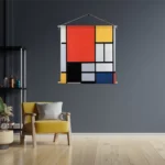 Textielposter Mondriaan Gele Hokjes Vierkant Template TP Vierkant Om 4 3