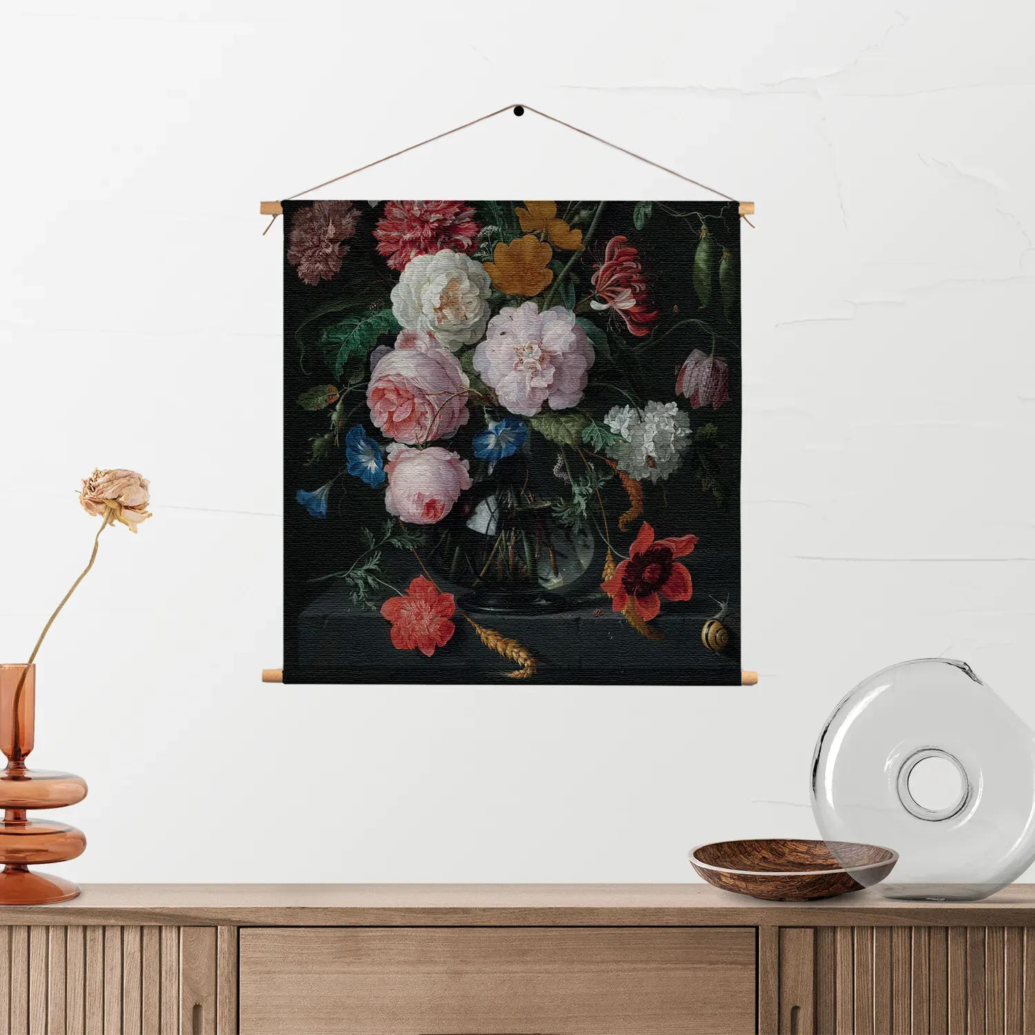 Textielposter Jan Davidsz Bloemen in een glazen vaas 1716 Vierkant Template TP Vierkant Om 5 2