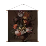 Textielposter Jacob Marrel Stilleven met bloemenvaas en dode kikvors 1634 Vierkant Template TP Vierkant Om 6 1