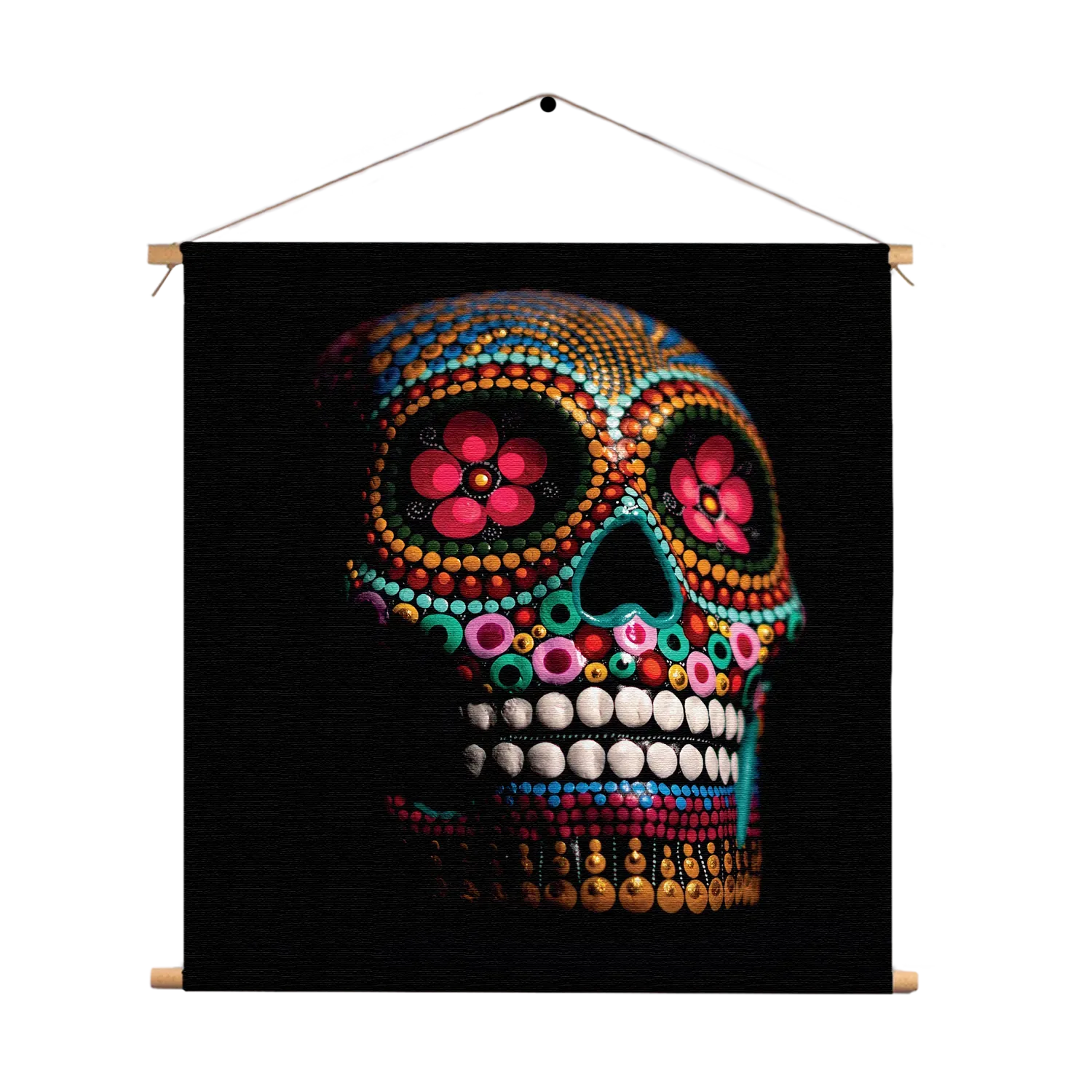 Textielposter Kleurrijk Skelet Hoofd Vierkant Template TP Vierkant Overig 02 1