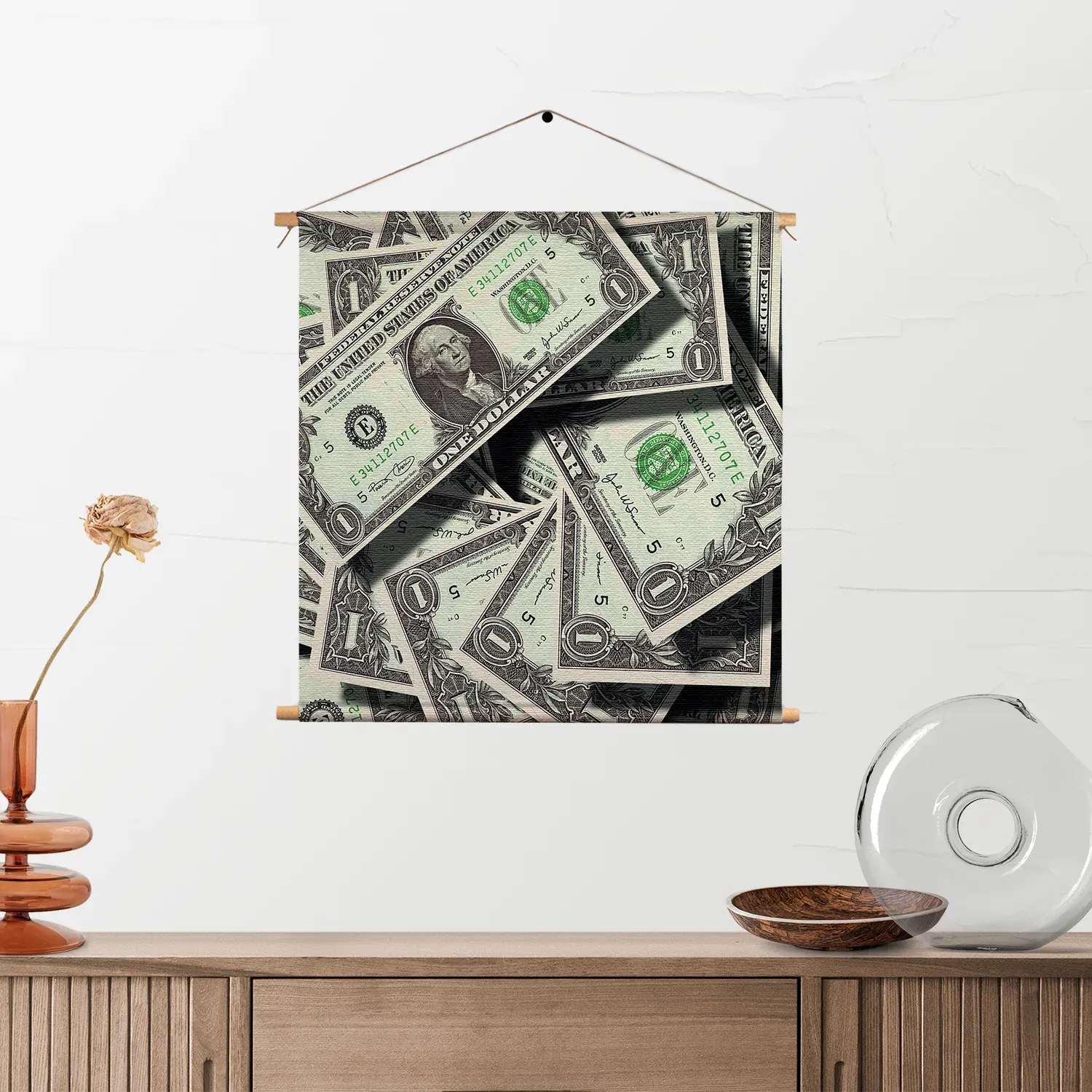 Textielposter Dollars Money George Washington Vierkant Template TP Vierkant Overig 05 2