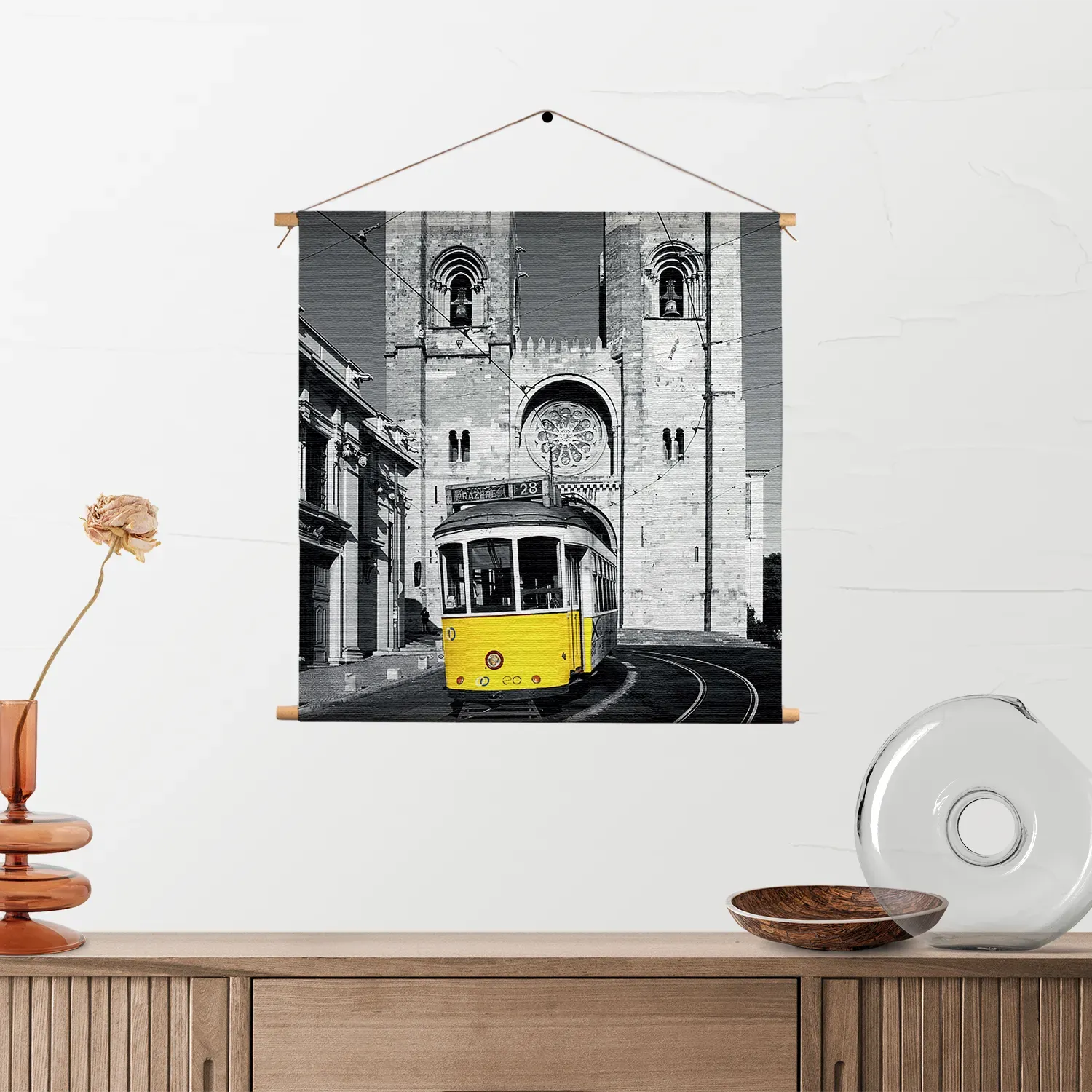 Textielposter Old School Tram Vierkant Template TP Vierkant Retro 15 2