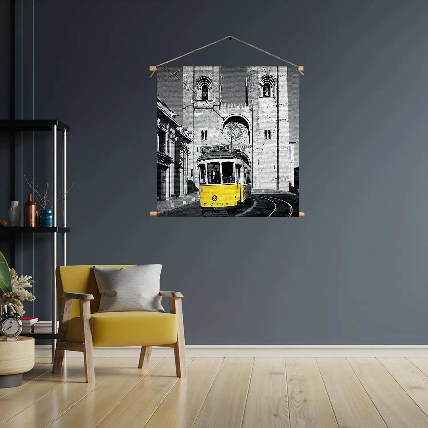 Textielposter Old School Tram Vierkant Template TP Vierkant Retro 15 3