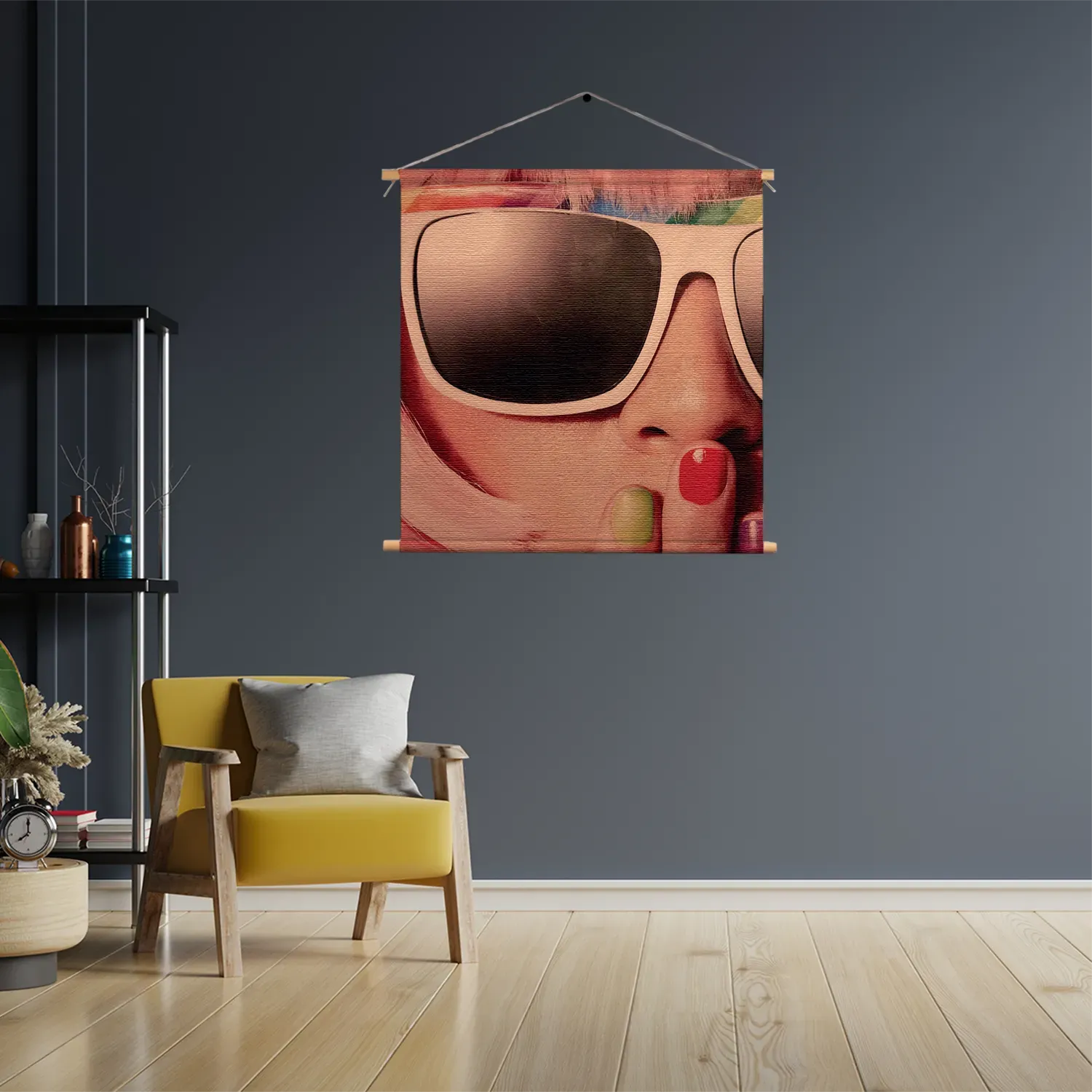 Template_TP_Vierkant_Retro_9-3 Textielposter Keep Silence Hippie Vierkant Template TP Vierkant Retro 9 3