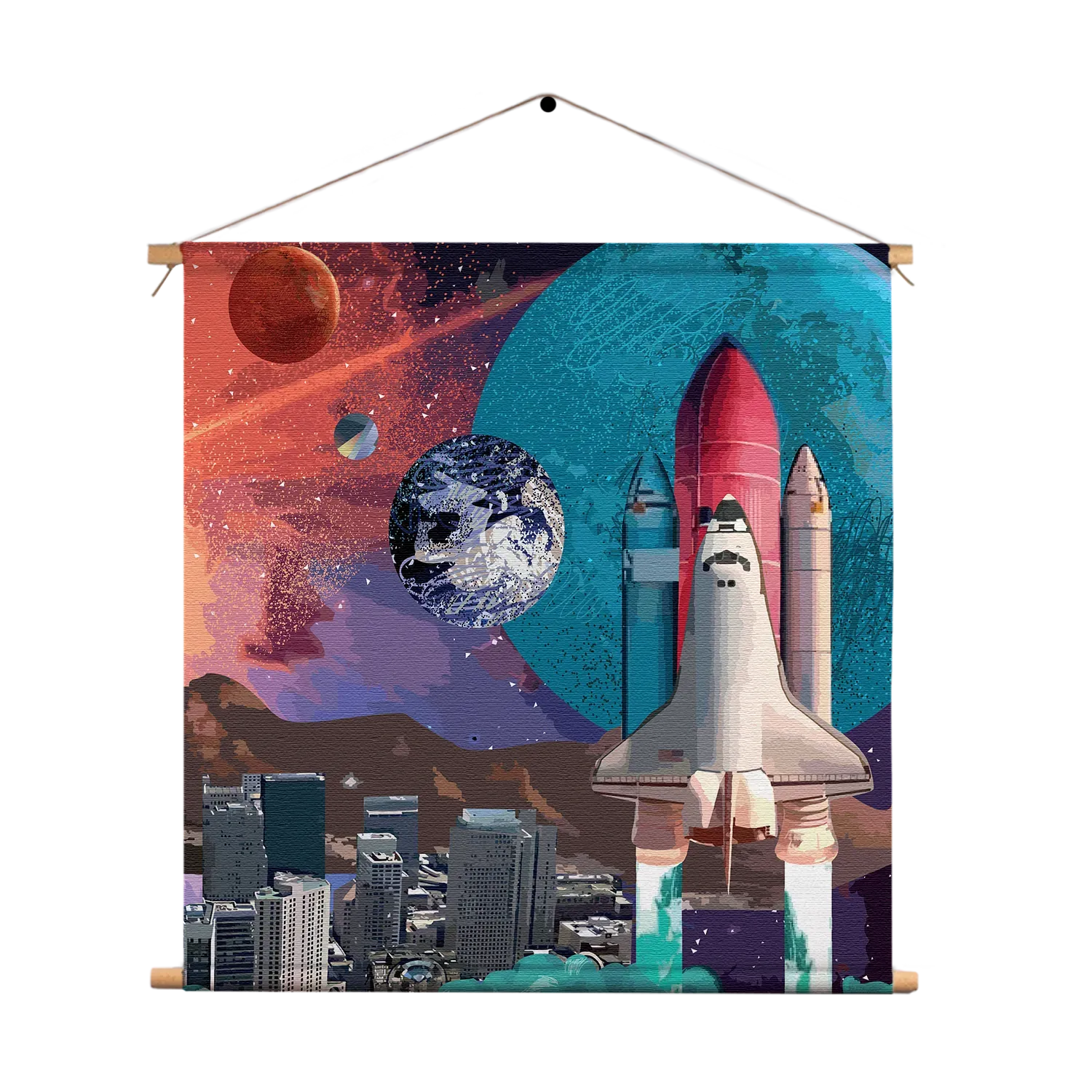 Textielposter The Space Race Vierkant Template TP Vierkant Ruimtevaart 10 1
